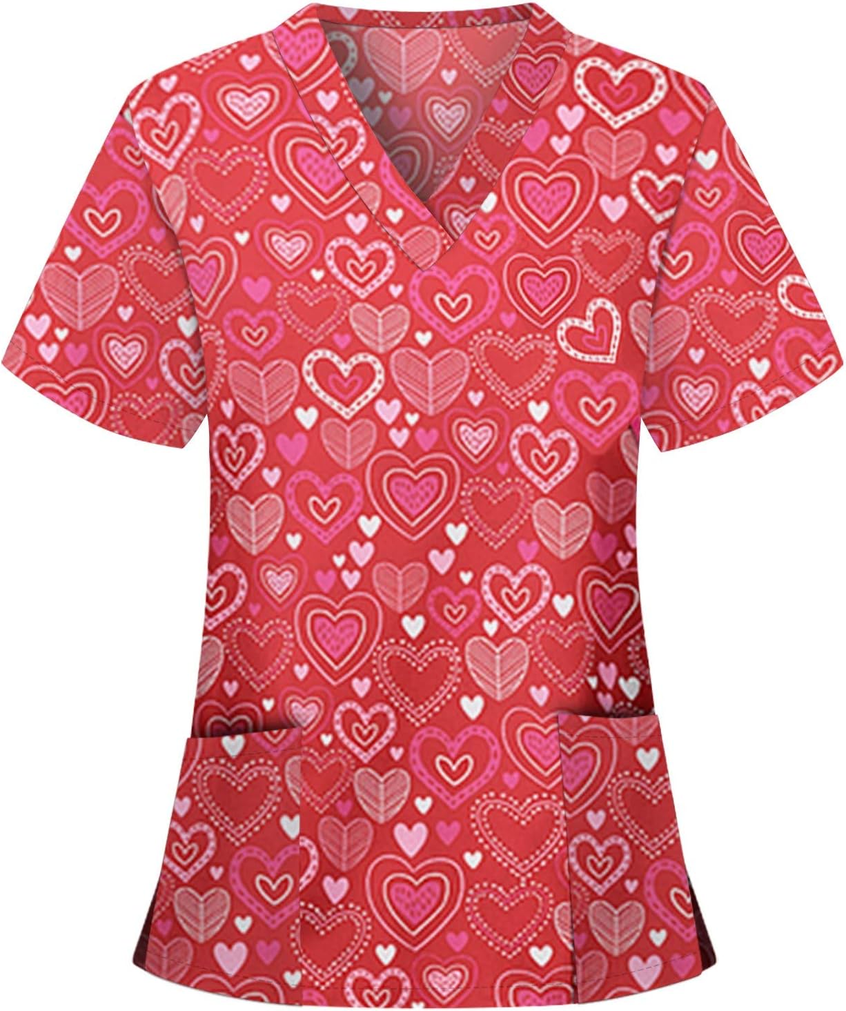 PJQQ Nurse Scrubs,Tunic Tops Women's Holiday V Neck Shirts Christmas Printed Blouses Short Sleeve Ladies Scrub Working Thanksgiving Healthcare Uniform Xmas Shirts Comfortable Loose Women Shirt