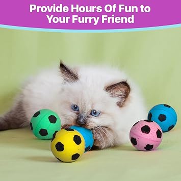 SPOT Sponge Soccer Ball Cat Toys for Cats and Kittens - Interactive and Colorful Plush Toy, Fun to Bat and Chase, Keep Cats Entertained - 1.5 Assorted 4-Pack