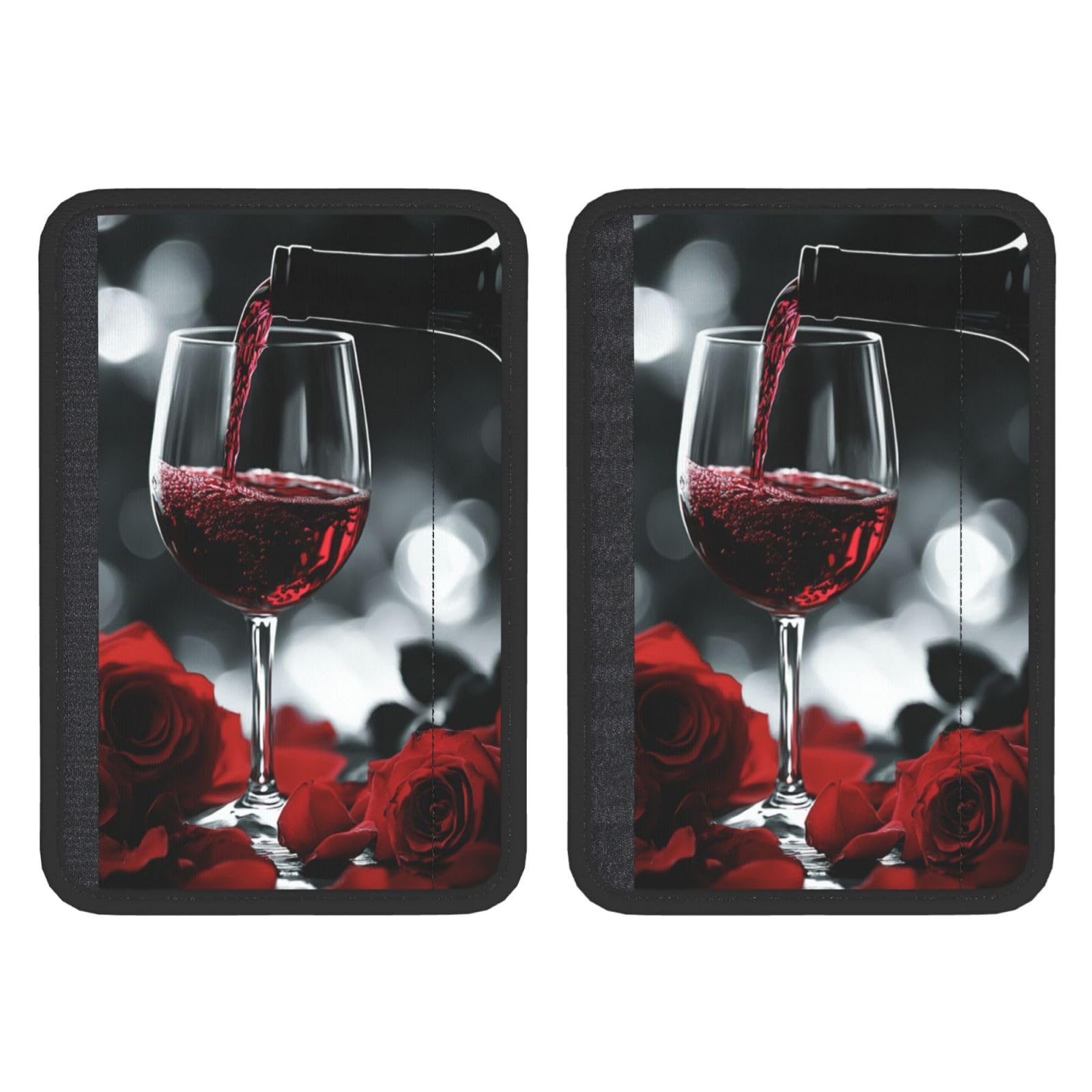 Red Wine Bottle and Rose Car Seat Belt Cover 2 Pack Seatbelt Strap Shoulder Pad Protector Universal Comfort for Car