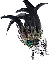 Vista 103 de IETANG - Antifaces venecianos para parejas, baile de máscaras, accesorios de disfraz o fiesta, 1 par Negro