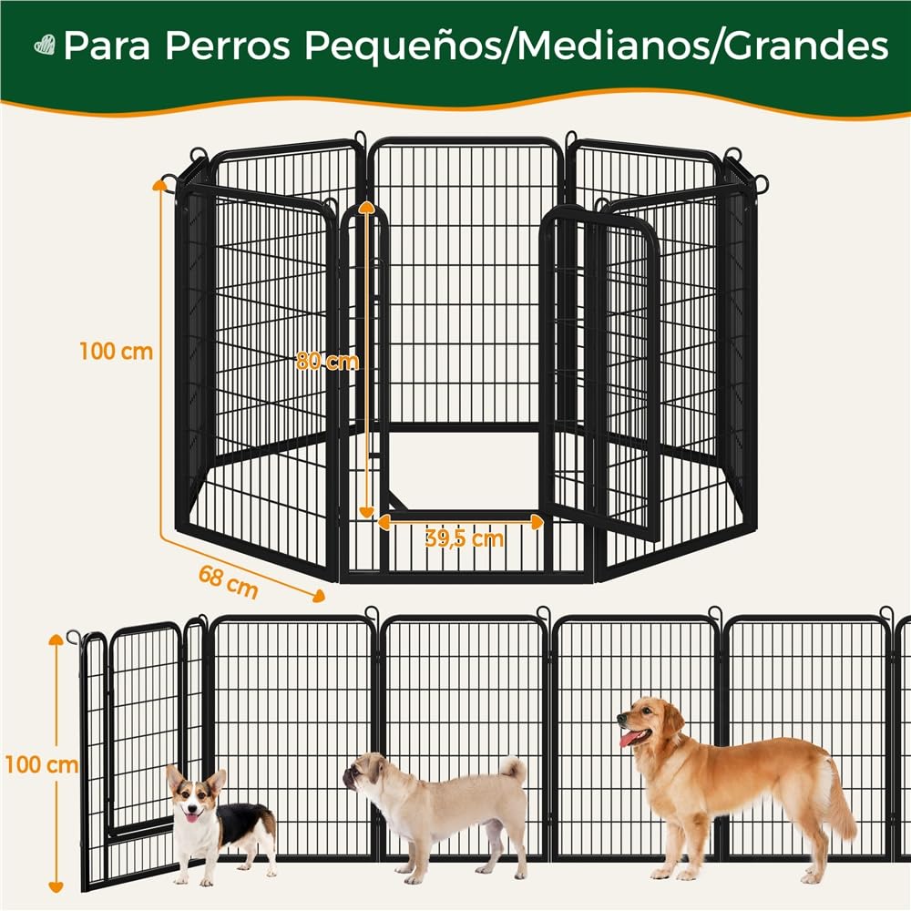 Yaheetech Parque para Perros 68 x 100 cm 8 Vallas para Perros pequeños, Conejos, Patos, roedores, jaulas para Perros Vallas Metálicas Vallas Exteriores para Perros con Bolsas de Almacenamiento