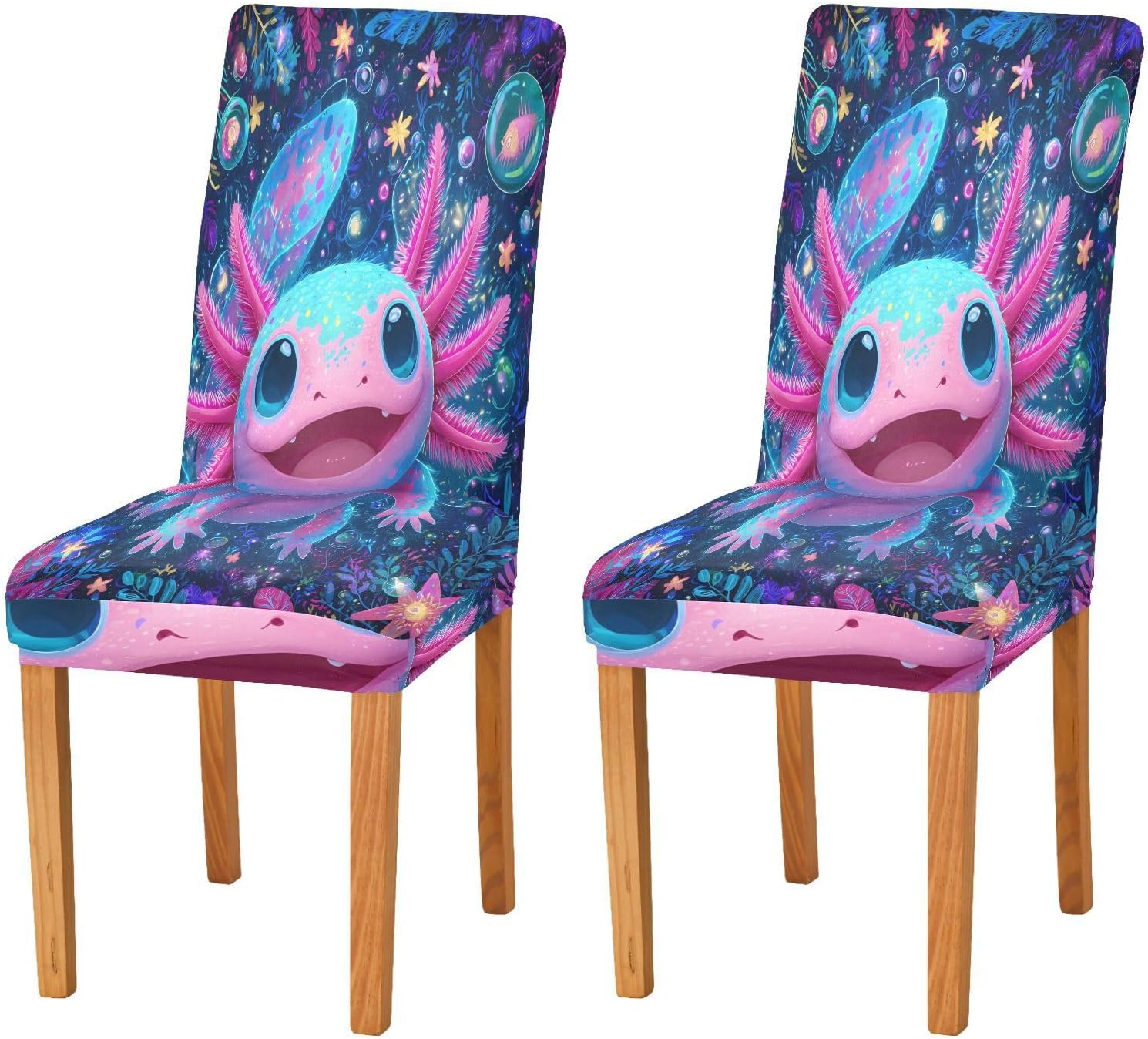 ALAZA Chair Covers for Dining Room, Salamander Leaves Stretch Chair Cover Sets Chair Protector Removable Washable for Ktichen Restaurant Hotel