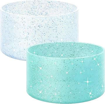 2 Pack Silicone Glitter Boot Cup Protector for Stanley 40 30 oz Quencher Adventure Tumbler, IceFlow 30 20 oz, Fits 2.95 Inch Bottom Diameter.Non-Slip Water Bottle Base Cover Sleeve