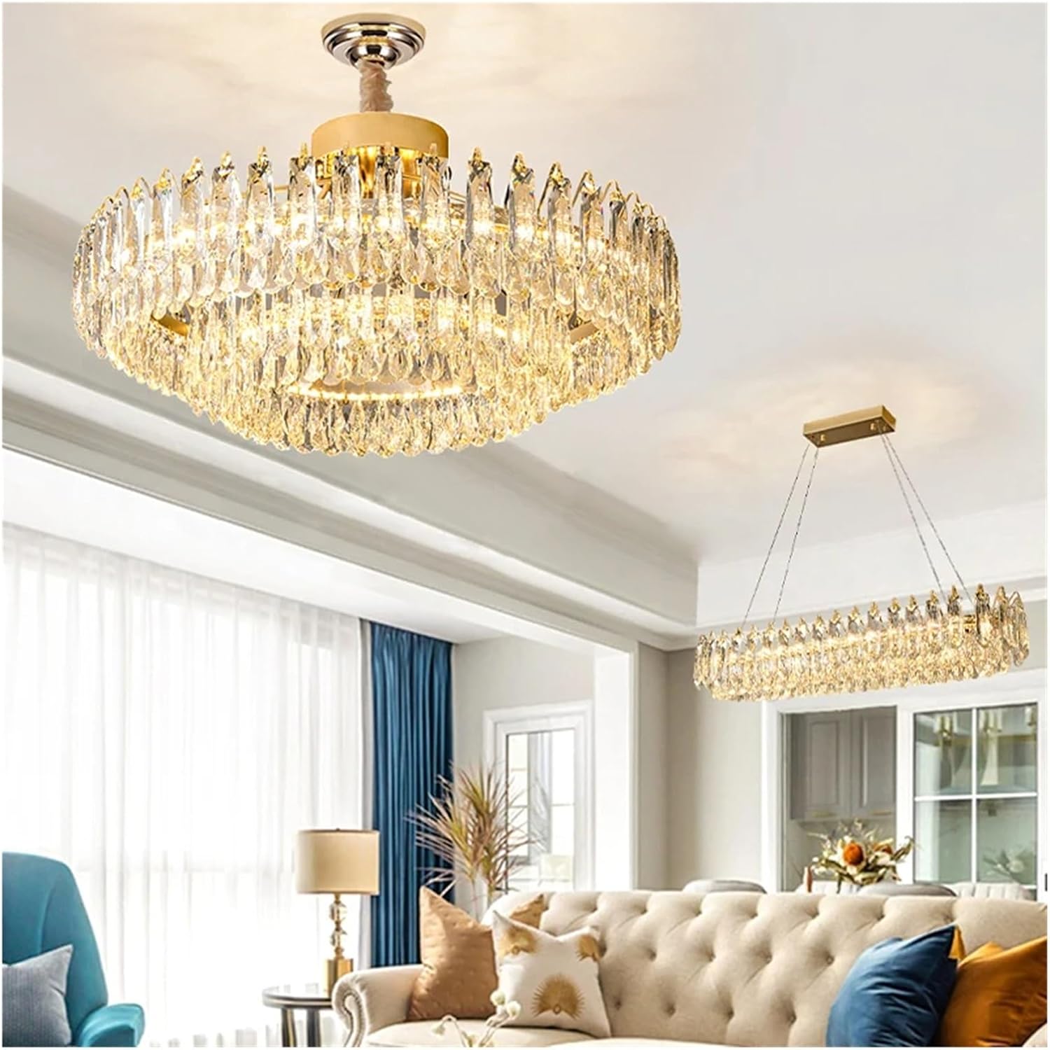 クラシックモダンクリスタルシャンデリア照明、リビングルーム
