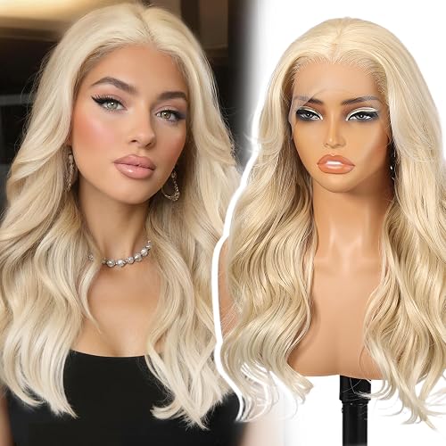 KOME Light Blonde Synthetic Lace Front Wig,13×6 Curly Glueless Wigs for Women Da