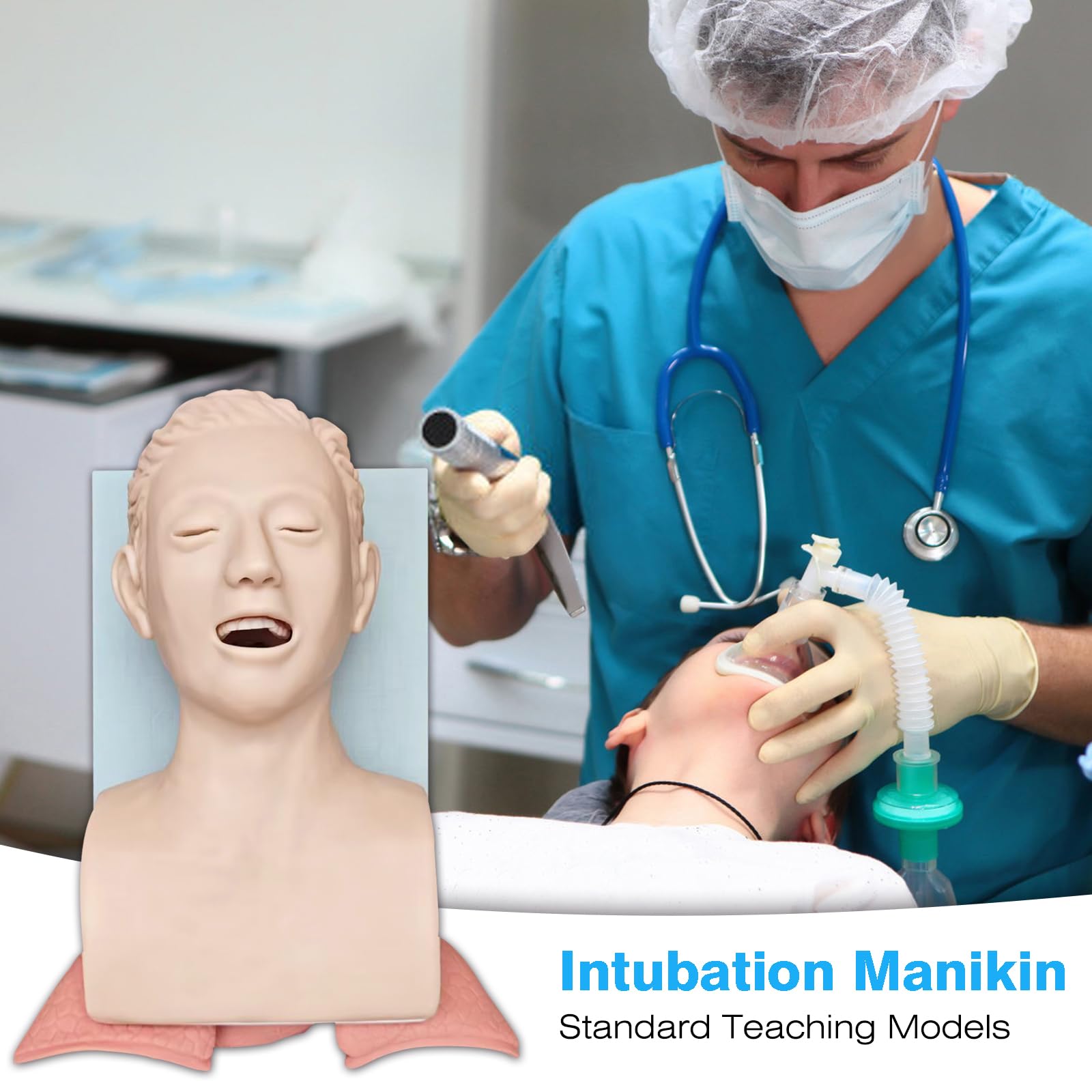 Maniquí de Intubación, Maniquí de Intubación Oral-Nasal para Adultos Modelo Didáctico con Alarma Electrónica, para la Práctica de Estudios de Educación Científica