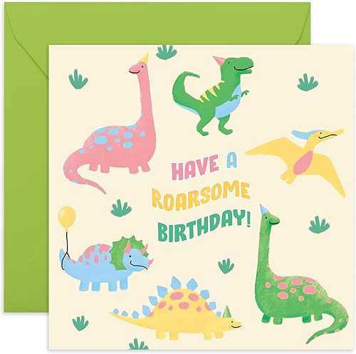 CENTRAL 23 Tarjetas de felicitación de dinosaurio para cumpleaños, cumpleaños rugoso, tarjetas de cumpleaños para niños, tarjeta de cumpleaños para