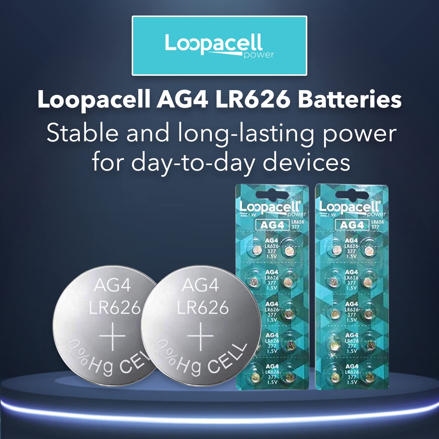 20 x LOOPACELL AG4 LR626 377 1.5V Alkaline Watch Batteries