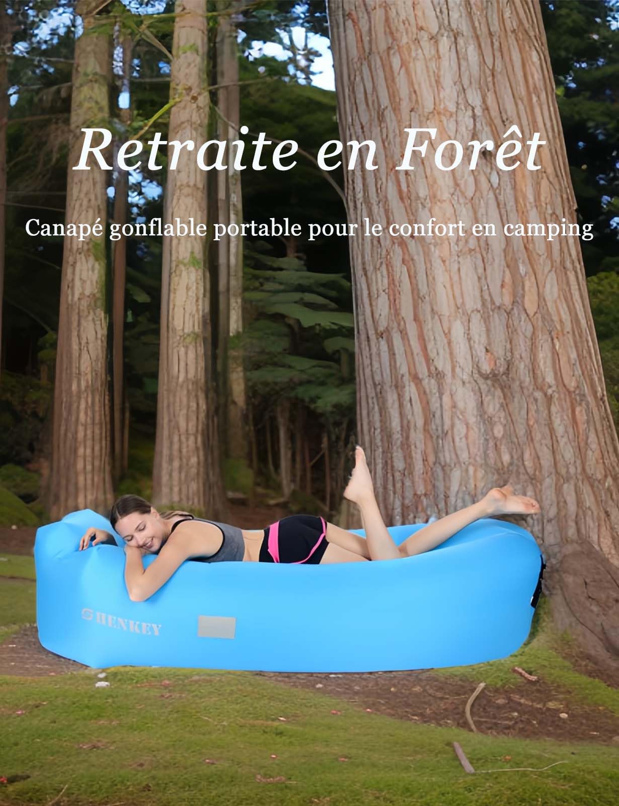 Hamac Gonflable,Sofa d'air Imperméable à L'eau Avec le Paquet portatif, Lit d'air de Sofa Gonflable de Fainéant Paresseux pour Cour, Lac, Plage, Camping, Pique-niques et Les festivals de Musique