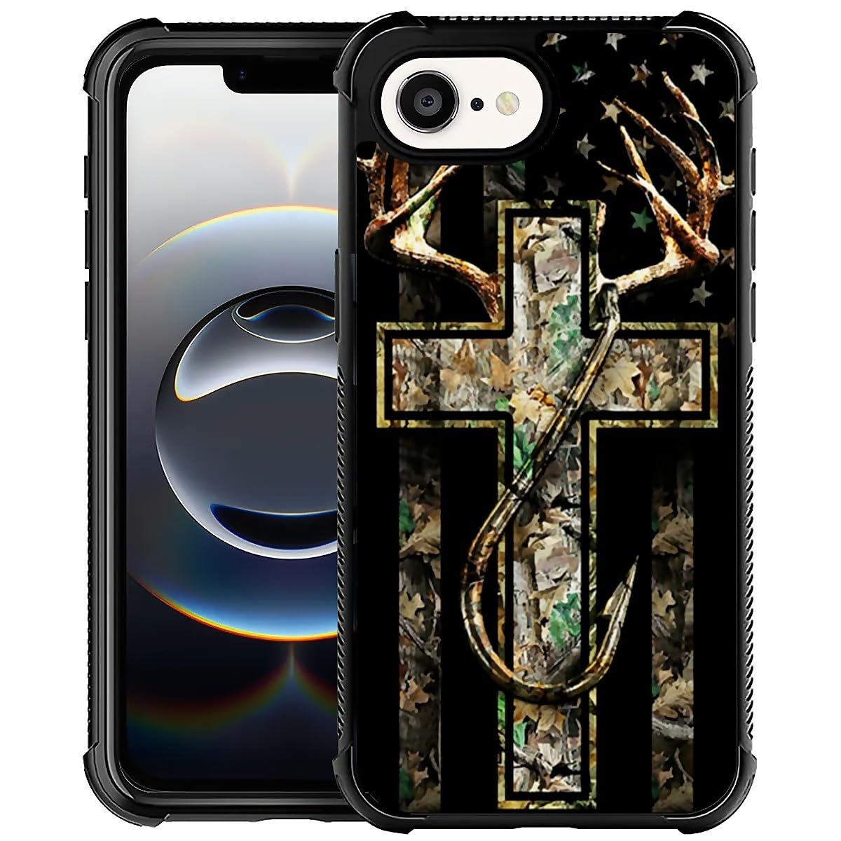 TnXee Compatible with iPhone 16e Case,Forest Antler Flag Phone Cover for Men/Women,Soft TPU Anti-Skid Thread and Four Corner Anti-Collision Protection