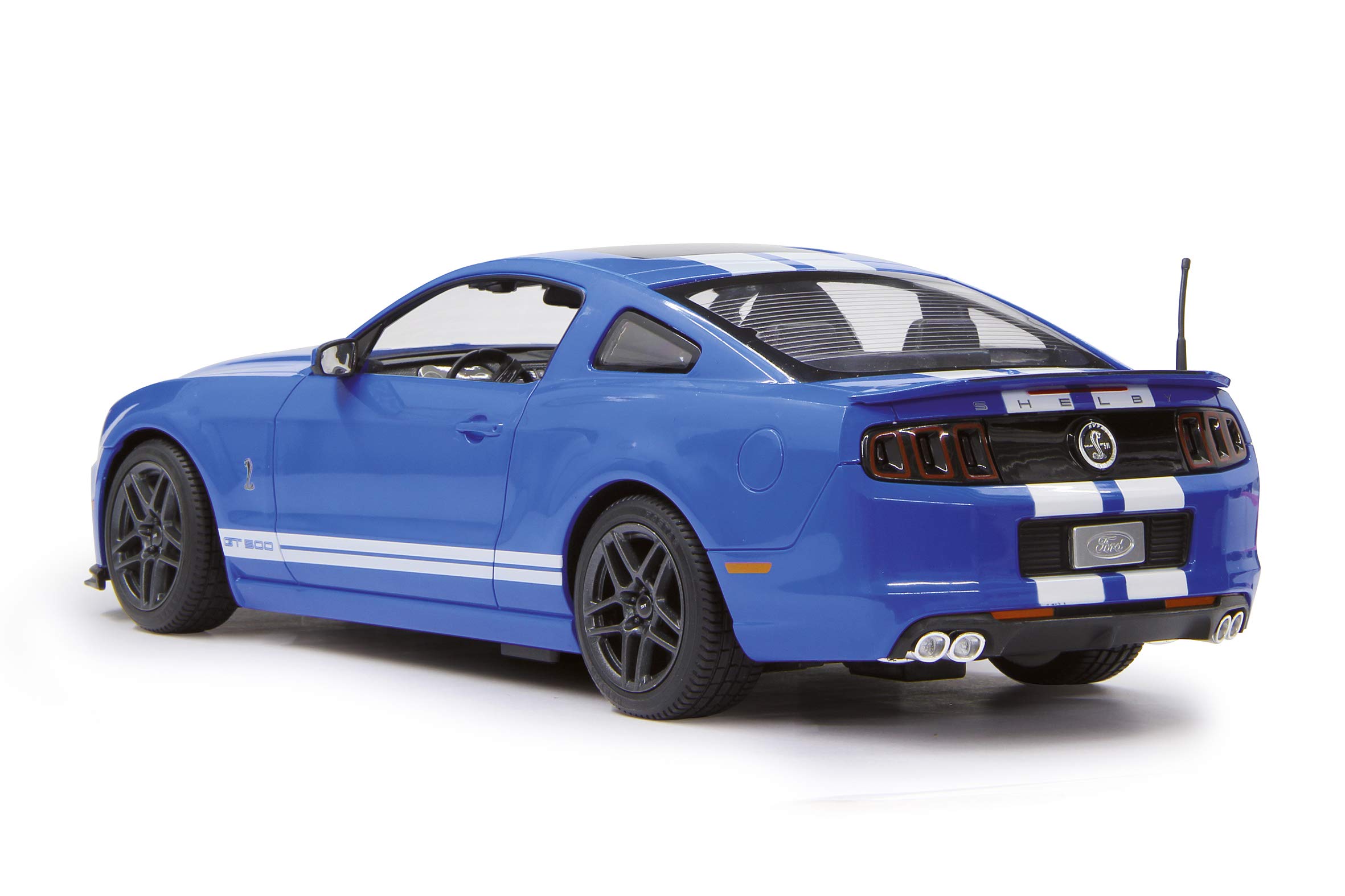 JAMARA 404540 - Shelby GT500 1:14 2,4 GHz - oficjalnie licencjonowany, do 1 godziny jazdy przy 11 km/h, LED, idealnie odtworzone szczegóły, szczegółowe wnętrze, wysokiej jakości wykonanie, niebieski