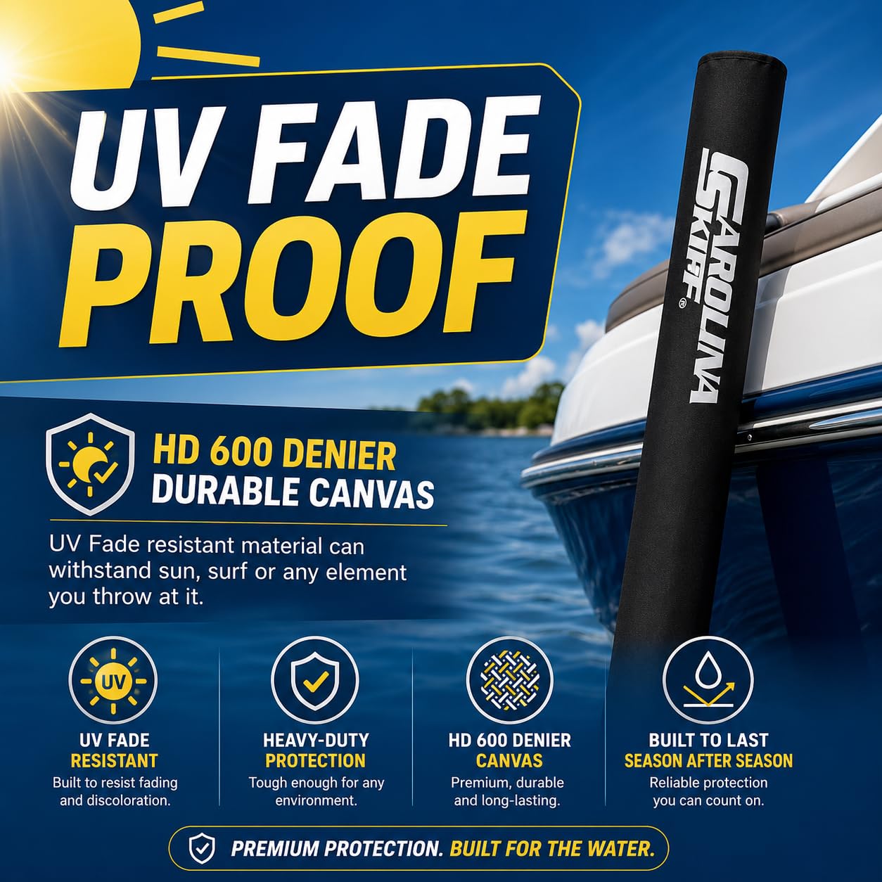 120 cm para drążków do przyczepy łodziowej podkładka i osłona z zamkniętymi końcówkami – wytrzymałe płótno odporne na blaknięcie UV marki Mad Dog Products – sprzedawane w parach