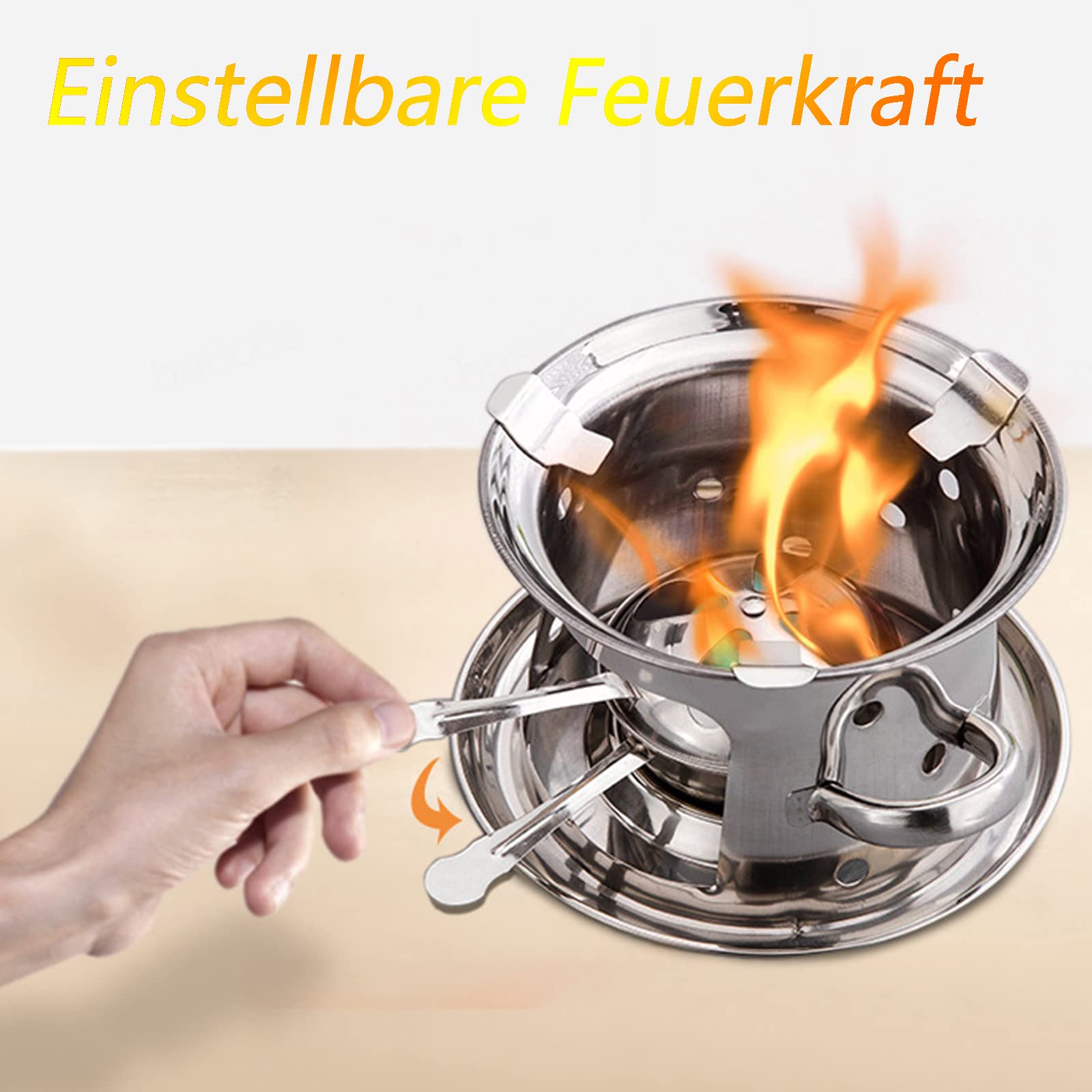 Spirituskocher Für Innenräume Mit Topf,6 Größen verfügbar,spirituskocher 2-flammig,Tragbare Spirituskocher für Innenräume Campingkocher mit Topf,Campingherd aus Edelstahl für Innenraum,20x24cm