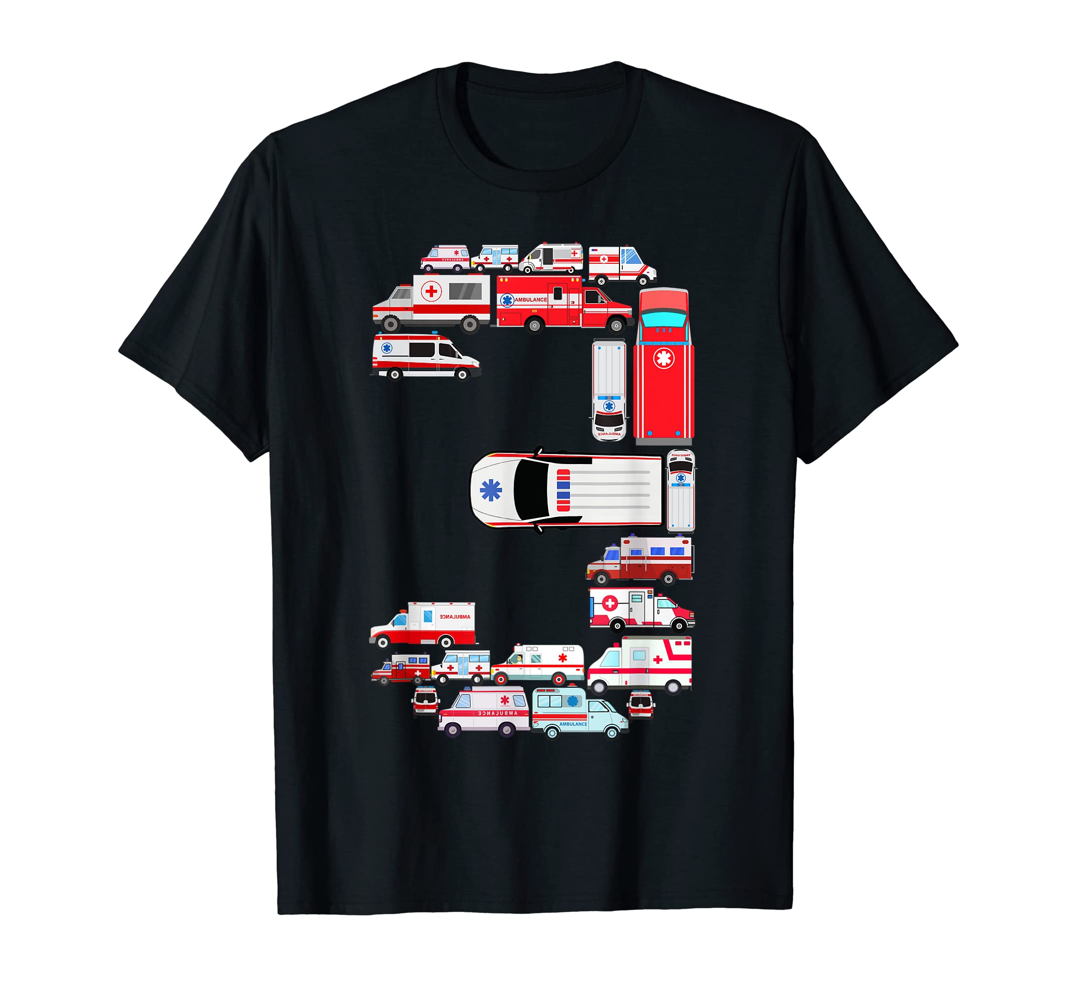 Ambulance for 3 year old boys toddlers kids Outfit3rd Birthday Medical Ambulance EMT 3 Years Old EMS Paramedic T-Shirt