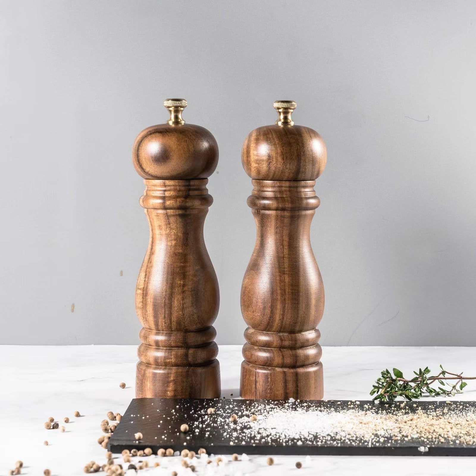 ENGENDER Manuelle Salzmühle Pfeffermühle, manuell, Meersalz, Pfeffer, Retro-Gewürzglas, geeignet for die Küche zu Hause, Restaurantküche und Treffen im Freien(10in)