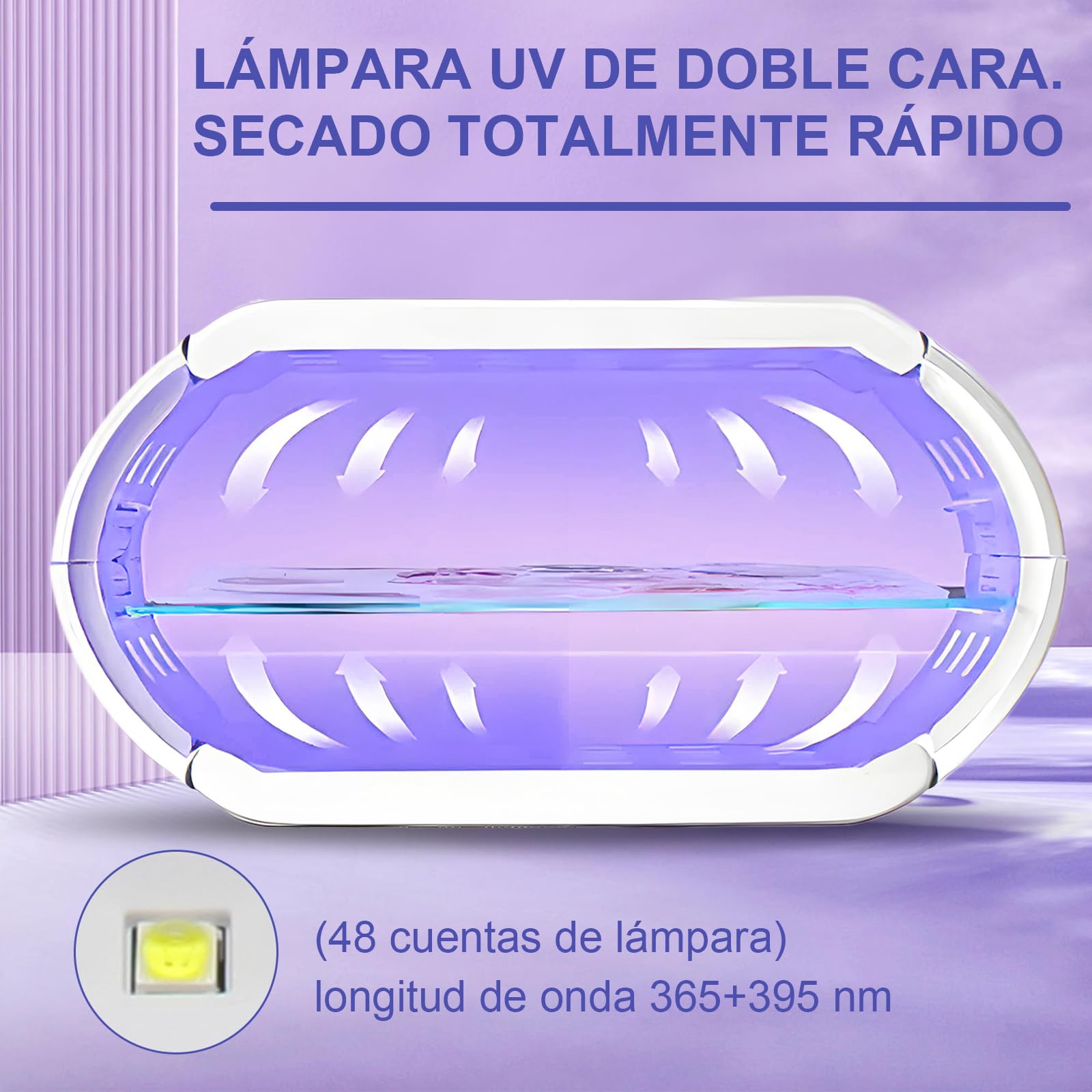 Lámpara de Resina UV de Doble Cara Lámparas de Curado de Resina Lámparas UV de 48W para Curado Rápido con Pantalla LED Lámpara para Bricolaje, Moldes