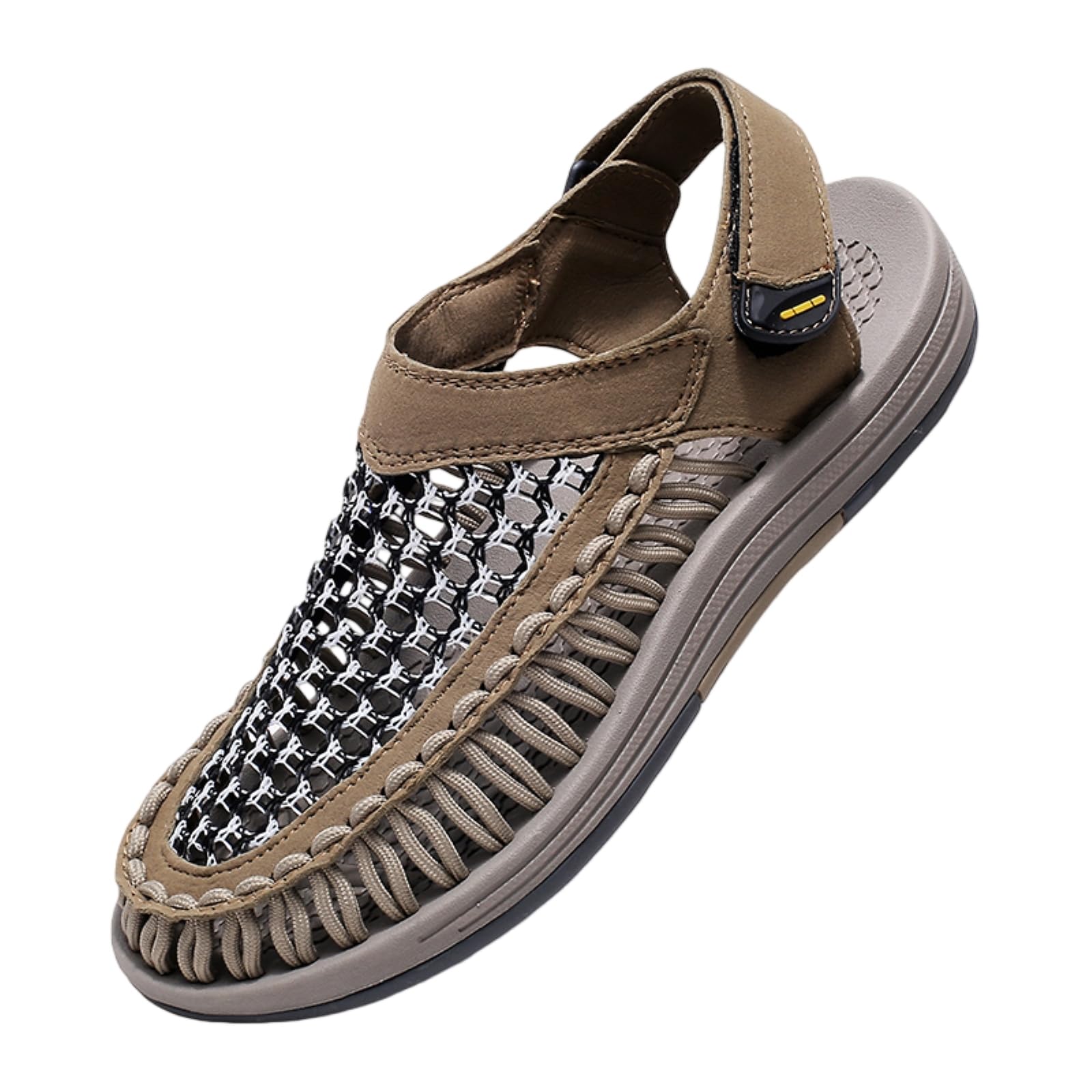 Sandalias De Verano La Moda Los Hombres Casual Al Aire Libre Apuestas Playa Tejidas A Mano Tamaño Grande para Hombres-black-46