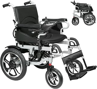 Electric Wheelchairs for Adults Foldable,Electric Wheel Chairs for Senior,Power Wheelchairs 500W Motors,12 Miles Range, Rechargeable Compact Motorized Wheelchair,220 Lbs Capacity,Silver