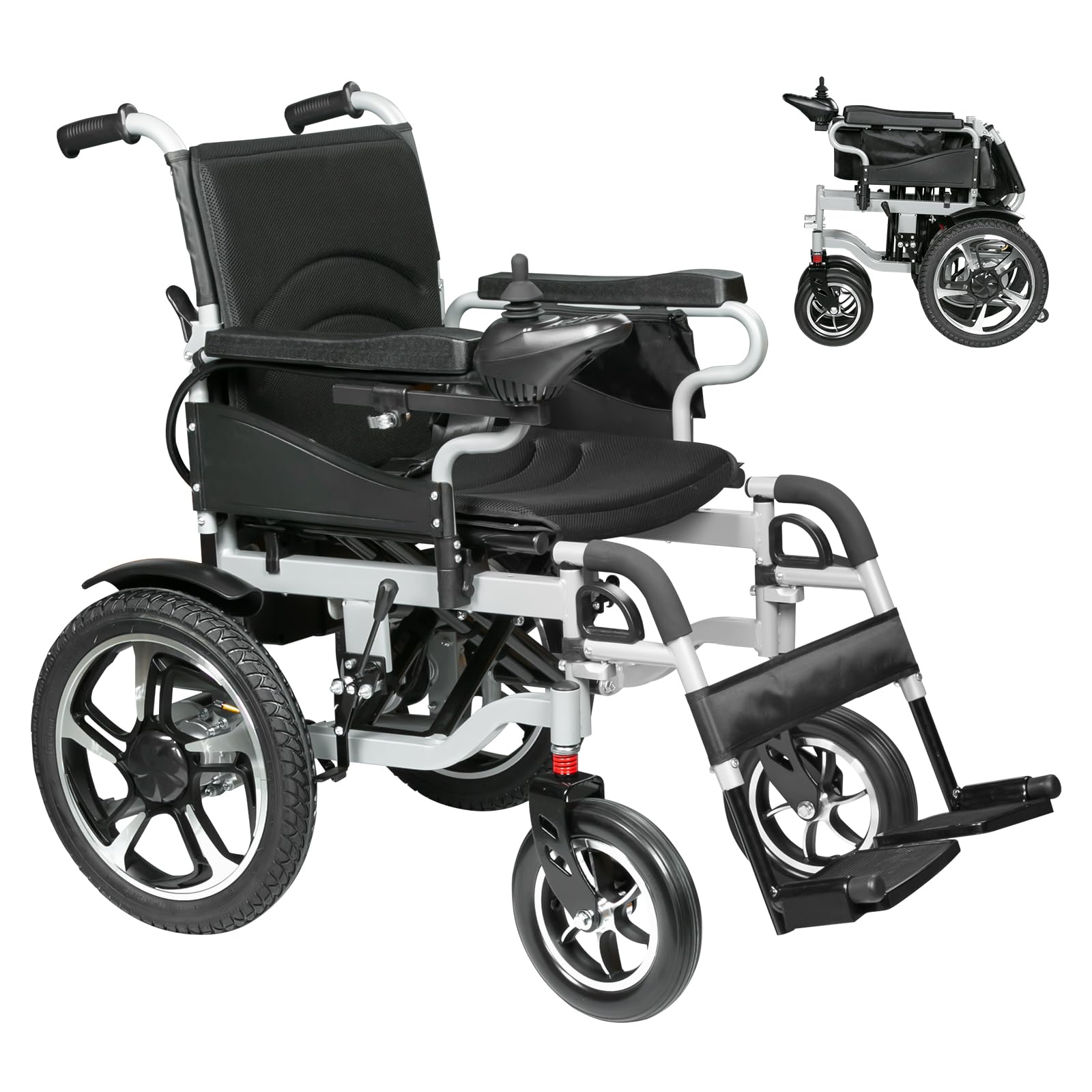 Fyearfly Silla de Ruedas Eléctrica Plegable Portátil Asiento Ergonómico Batería Duradera Fácil Control para Personas Mayores y Personas con Movilidad Reducida Modelo 5001