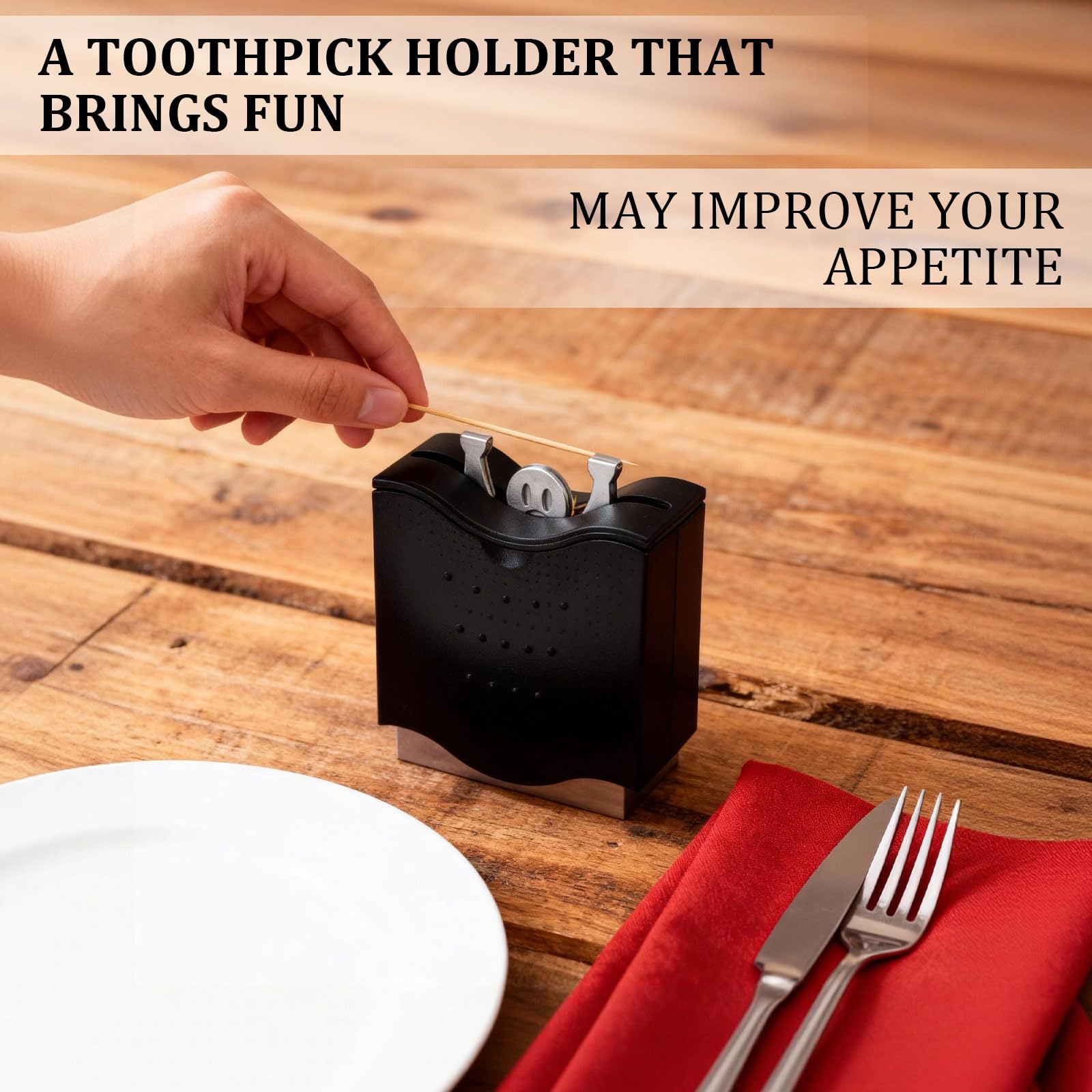 Dispensador automático de palillos negro porta palillos higiénico compacto divertida decoración de mesa de ABS para hogar oficina restaurante