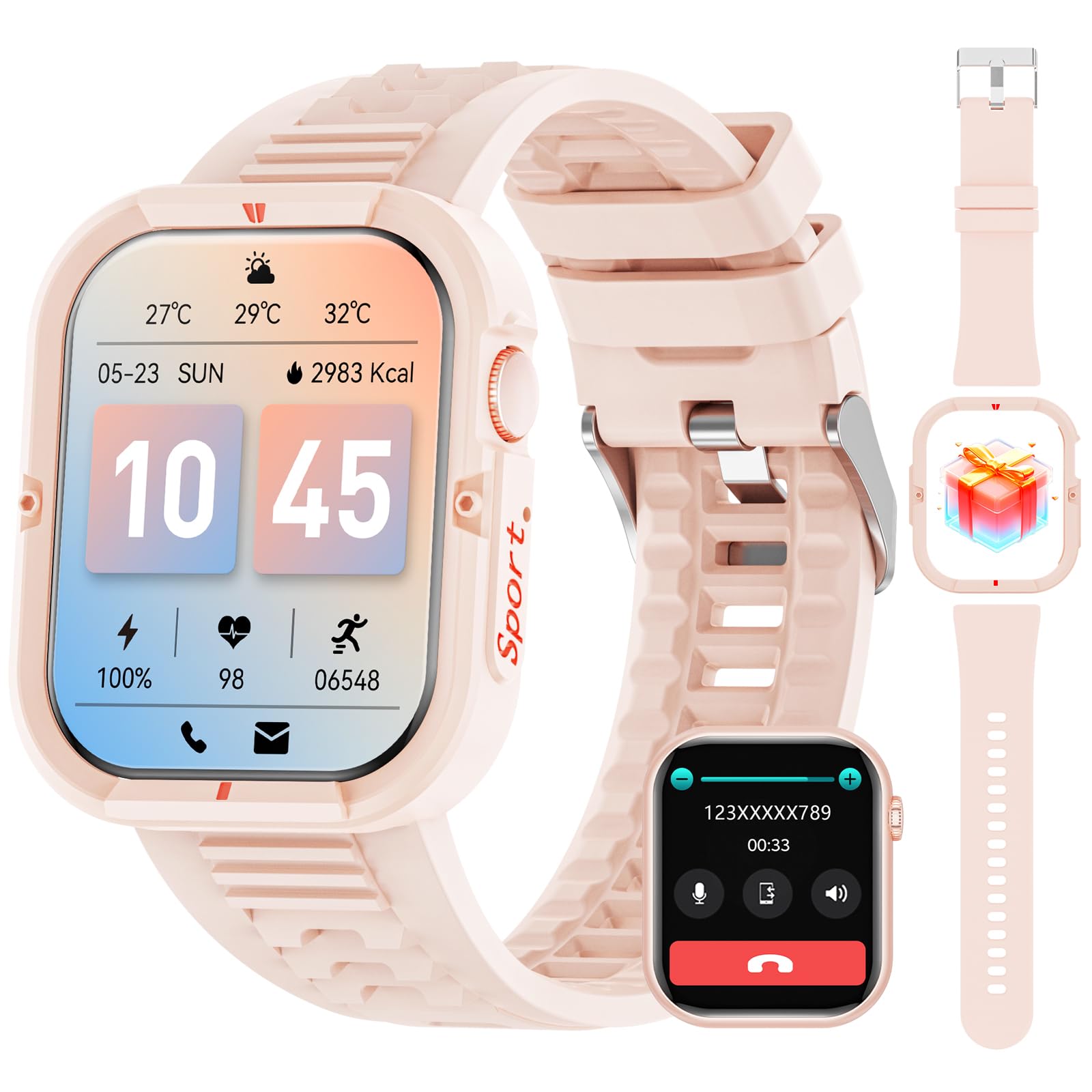 Hwagol Smartwatch Uomo Donna,1,85''Fitness Tracker 140+ modalità Sportive Orologio Smar twatch con Contapassi/Cardiofrequenzimetro/SpO2/Cronometro per Android iOS