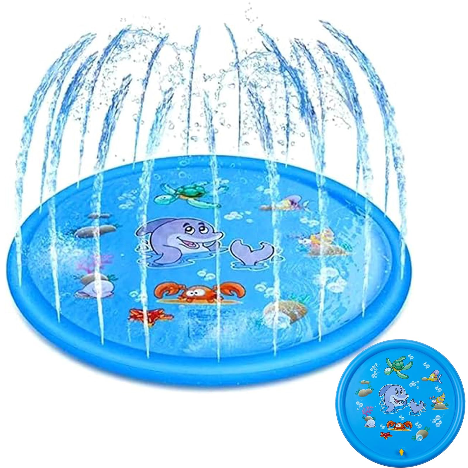 Splash Pad Summer Water Splash Sprinkler Mat Sprinkler Pad Spray Water Play Toys Outdoor Garden Toys Anti-slip Bubble Bottom Design, Splash Pad for Kids,Splash Mat Water Sprinkler,100 Cm Water Mat