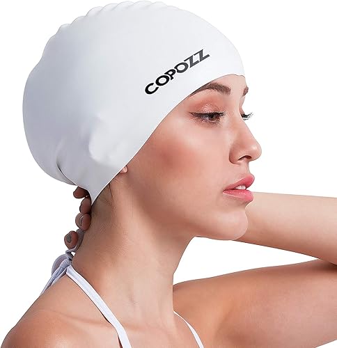 COPOZZ Gorro de natación para adultos, de silicona, impermeable, cómodo, gorro de natación para cabello largo y corto