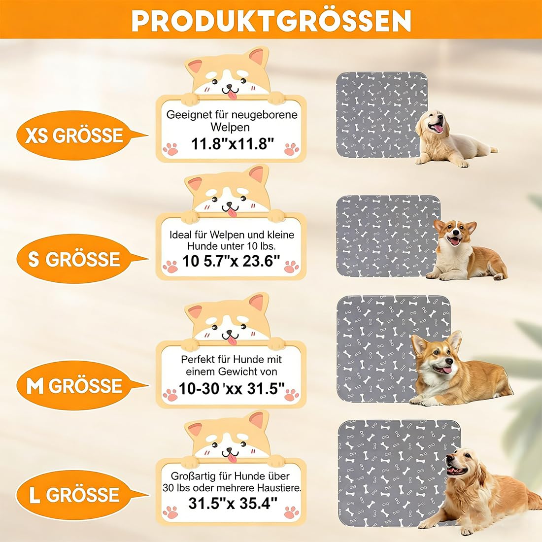 Wuffaro PIPI Matte, Wuffaroo PIPI Matte Mit Pheromone, PIPI Matten für Hunde, Waschbare & Wiederverwendbare Urinierpads für Hunde und Katzen, Auslaufsicher, rutschfest (Stil E, XL-80*90cm)