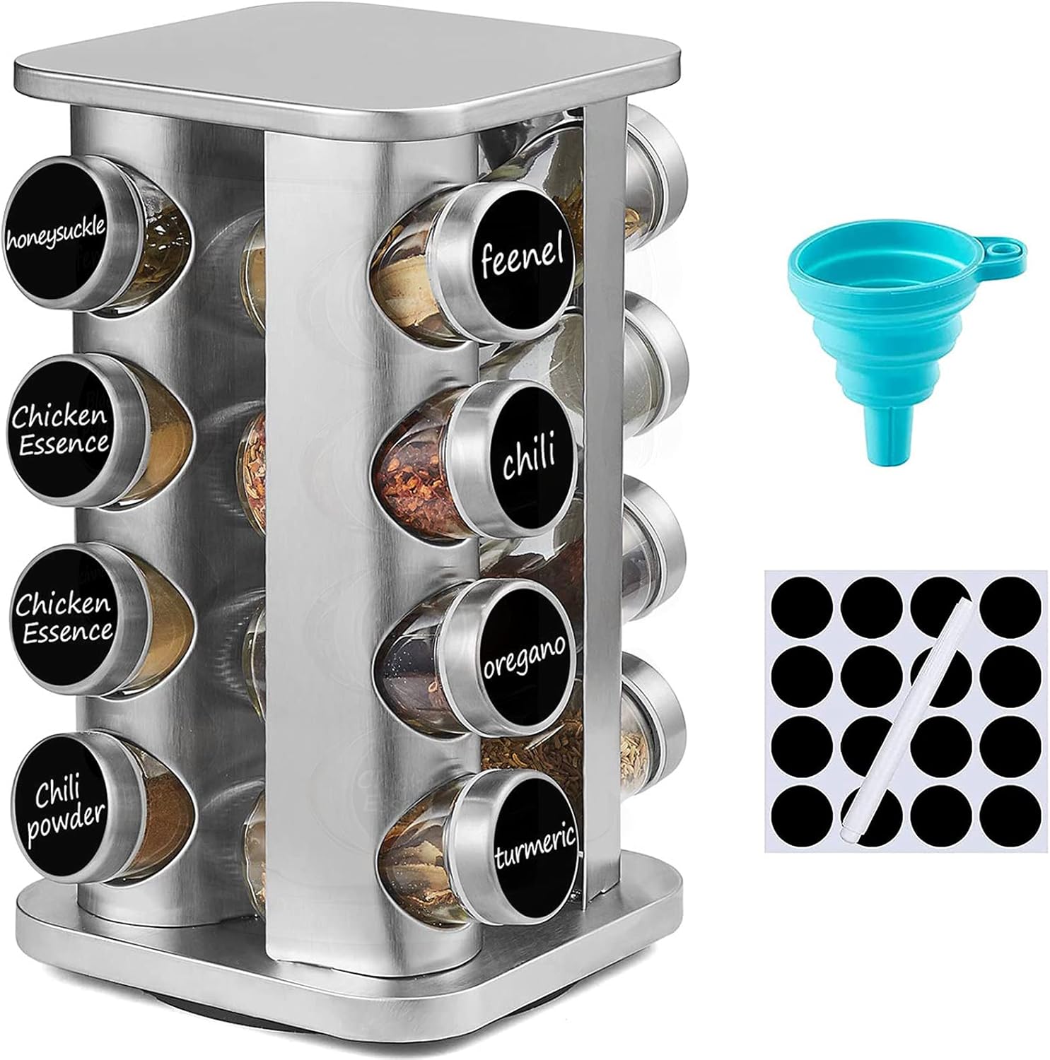 defway Free Standing Spice Racks Stainless Steel Rotating Spice Rack