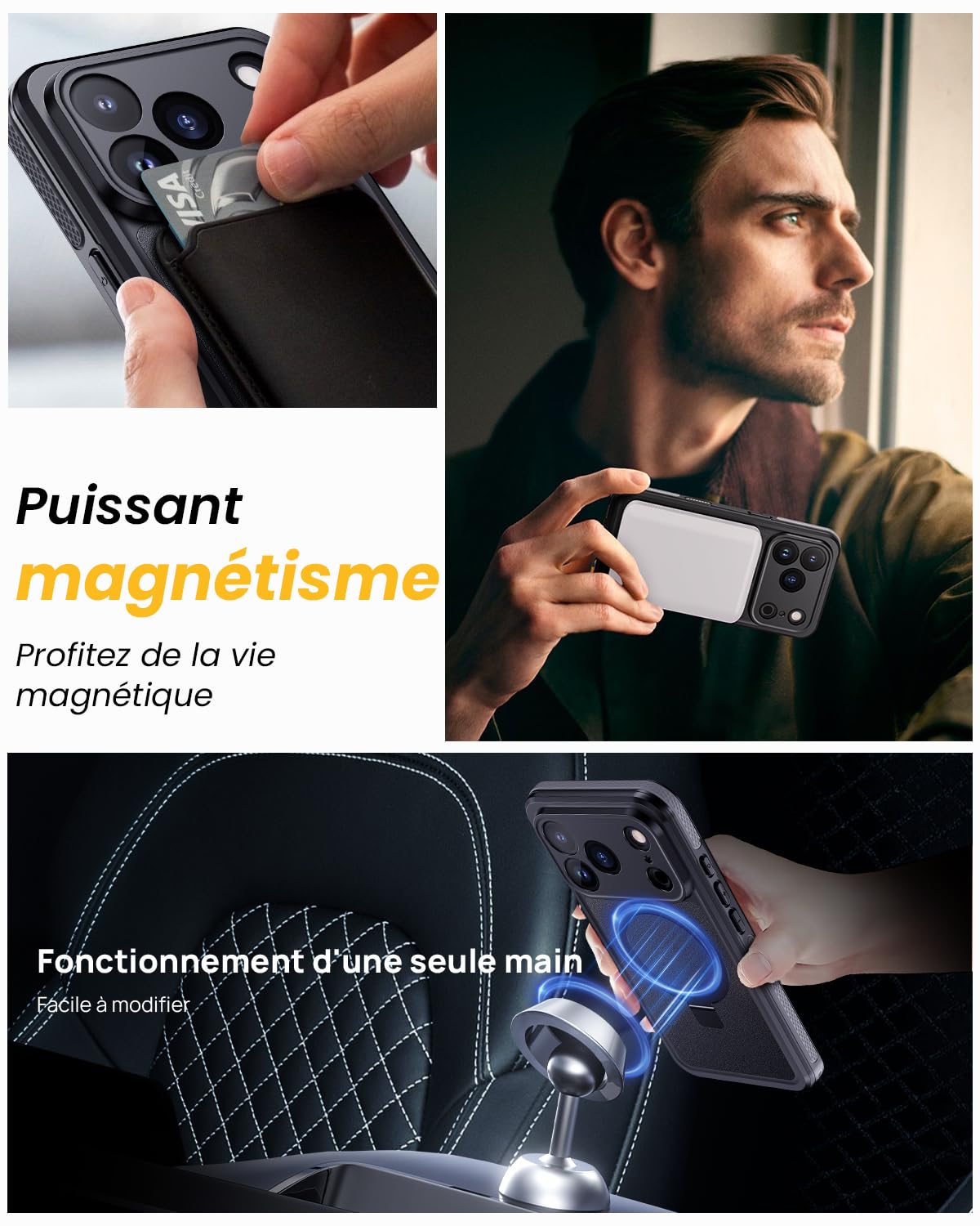 Lanhiem Coque pour iPhone 17 Pro Étanche avec Anneau Support [IP68 Imperméable] 360 Indestructible Antichoc Integral Antipoussière Anti-Neige Waterproof Etui avec Renforcée Protection écran,Noir