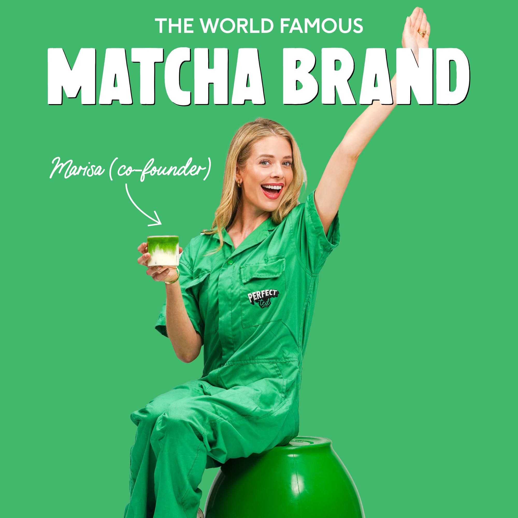 PerfectTed Matcha Latte (Pronto da Bere), Matcha di Grado Cerimoniale, 12 Lattine da 250ml, Pronto da Bere con Avena Senza Glutine | Morbido e Cremoso | Senza Latticini (Fragola)