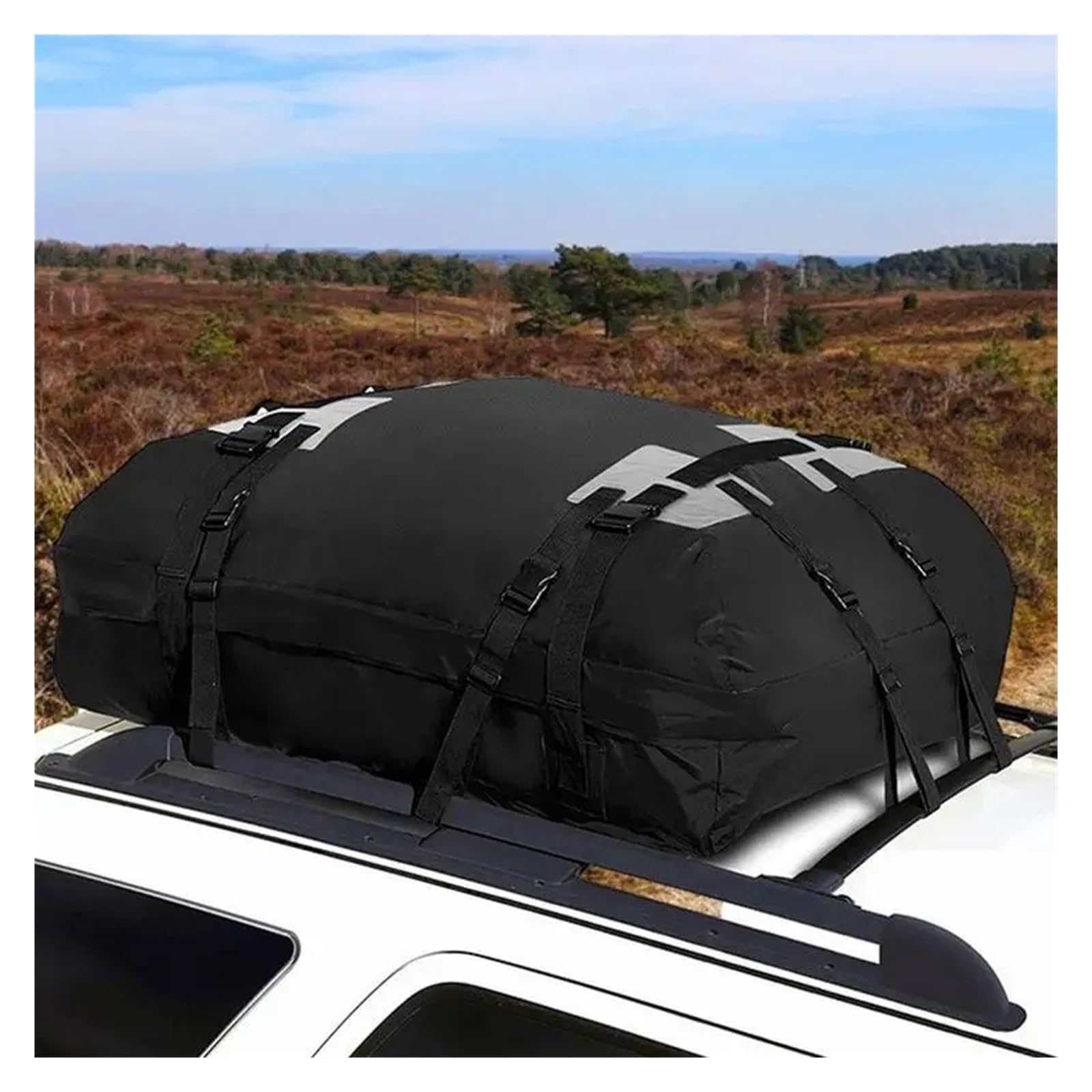 Bacas Bolsa de Carga en la azotea, Bolsa de Techo de Carga de Coche de 15 pies cúbicos en Tela Plegable de diseño 600D Oxford, Impermeable Caja de Techo para Coche(600D Roof Bag)