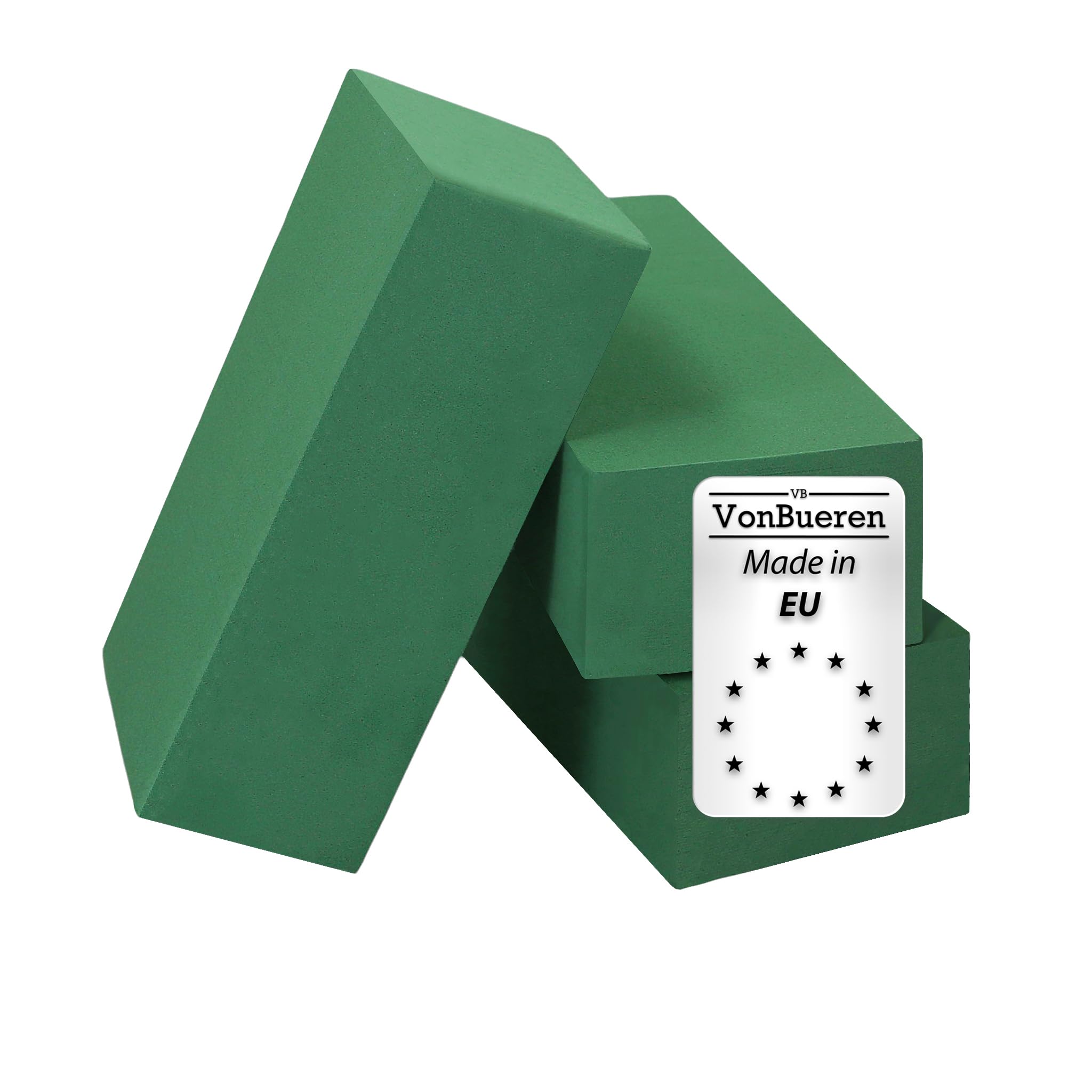 VonBueren 3 x Steckschaum nass Steckschwamm für Blumen | ca. 23 x 11 x 7,5 cm je Blumensteckschaum | Steckmasse zum Basteln | Steckmoos | für Kunstblumen und Frischblumen | Made in EU