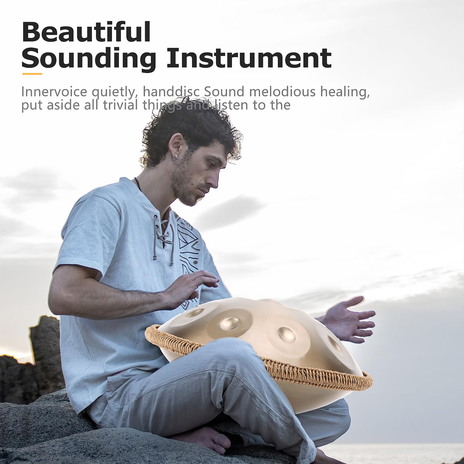 Handpan Strumento Musicale, 18 pollici 432 Hz 9 note in Acciaio Tongue Drum in sol Minore con Bacchette, Supporto per batteria, Borsa per Meditazione Yoga