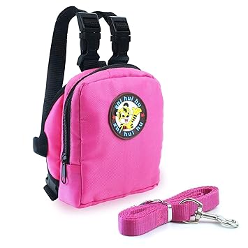 Guardians Pet Backpack Small Dog Self Mini Carrier Back Pack Pocket Saddle Bags Puppy Bag with Training Lead Leash (Pink)
