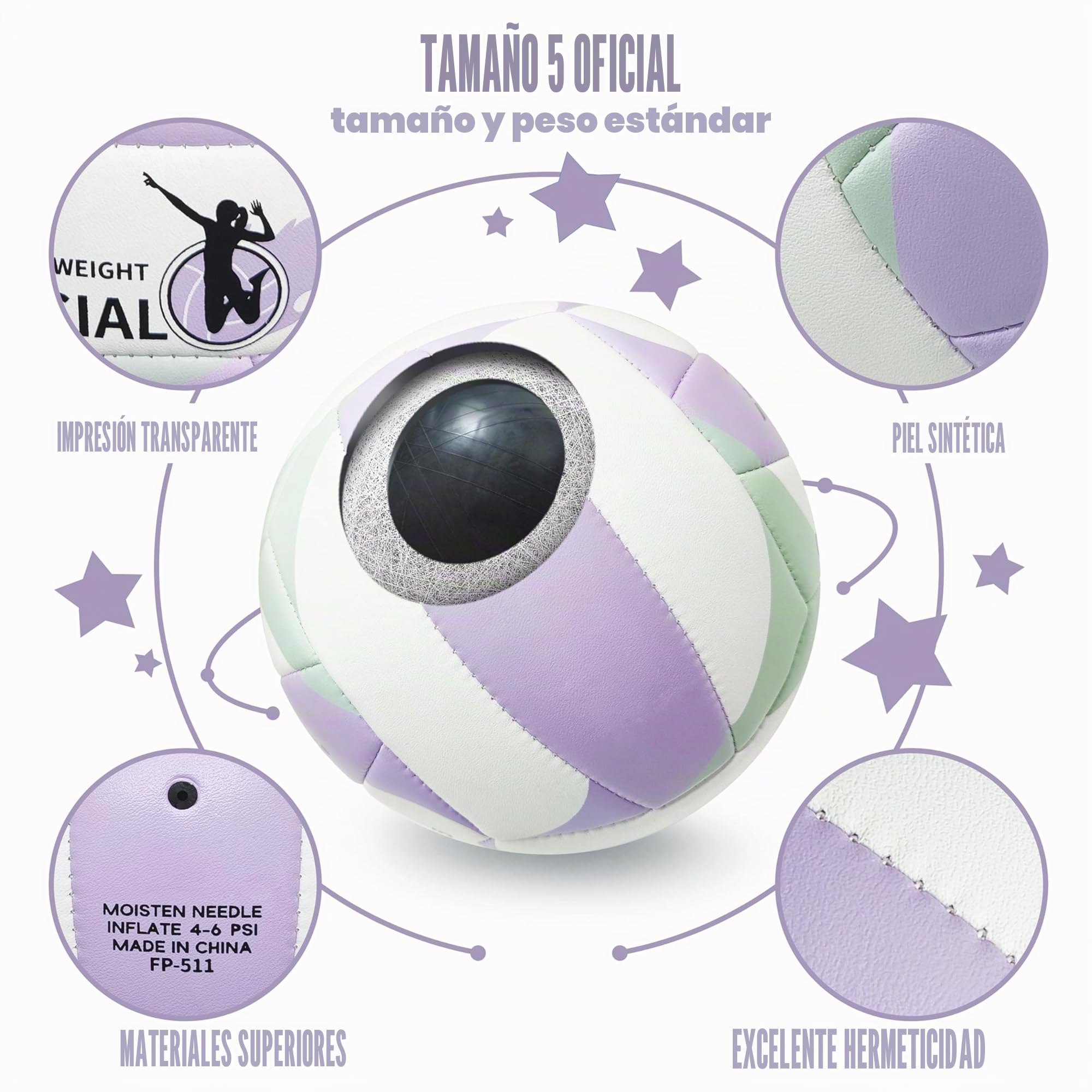 Voleibol Tamaño 5 con Bomba, Voleibol de Playa de Cuero Suave para Interiores y Exteriores
