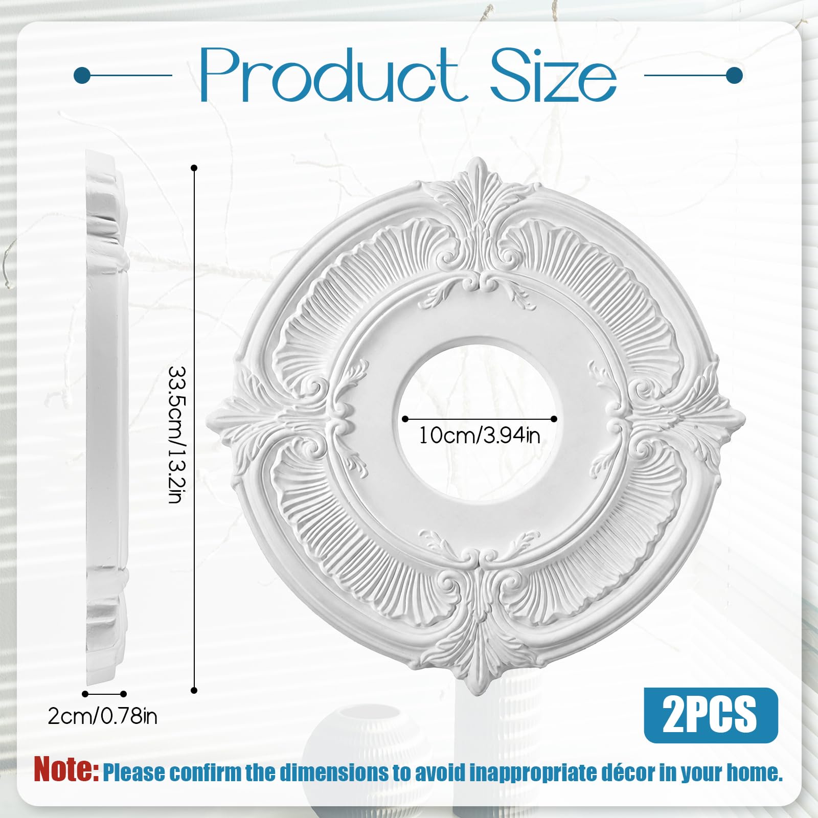 2 Pcs PU Ceiling Medallion Decorative Ceiling Fan Medallion — Amazon image 2