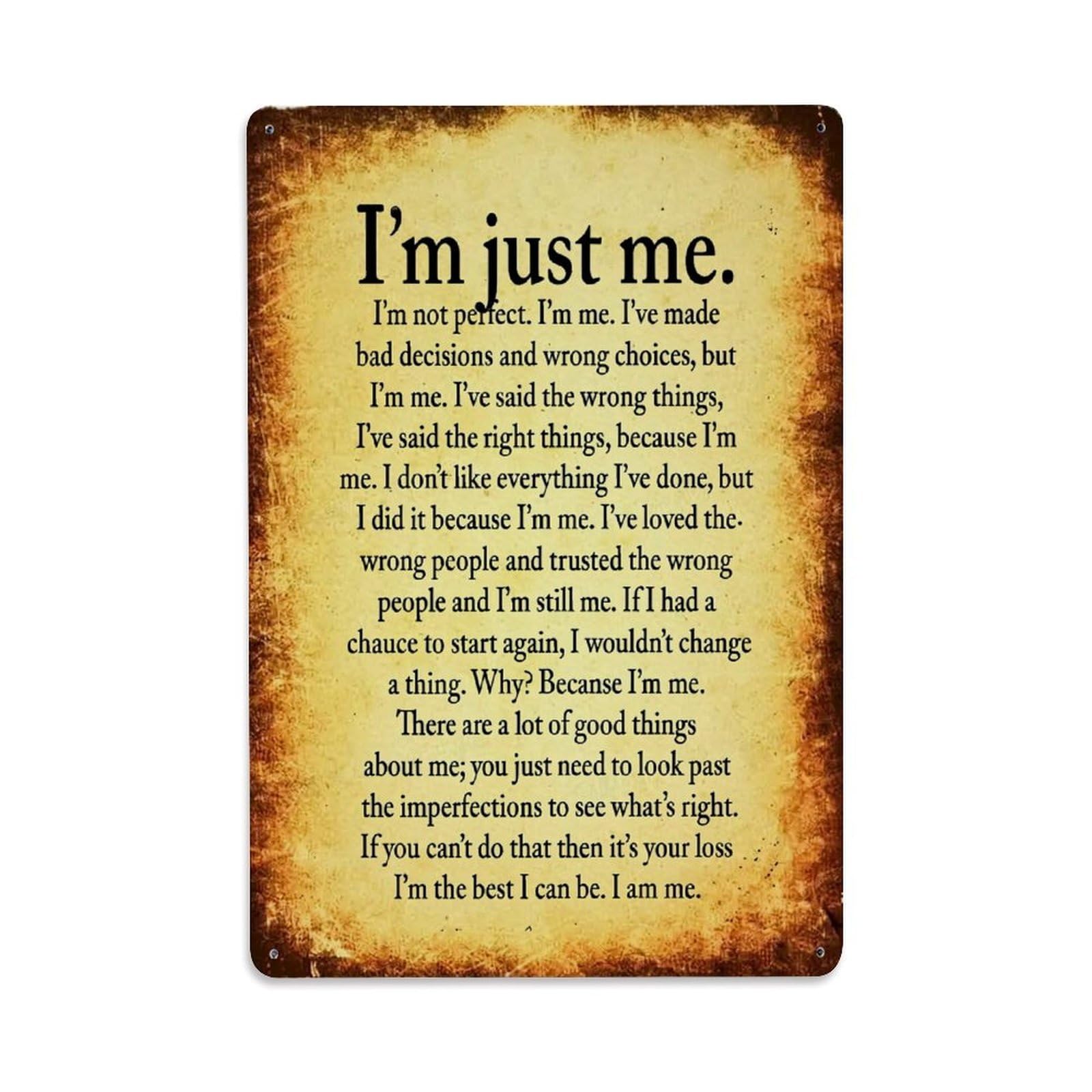 Nestemfo Vintage Inspirational Quote Text On Parchment Tin Sign Metal Sign, Living Room,Bar, Home, Bedroom Wall Decor,Retro Metal Poster 8X12 Inches