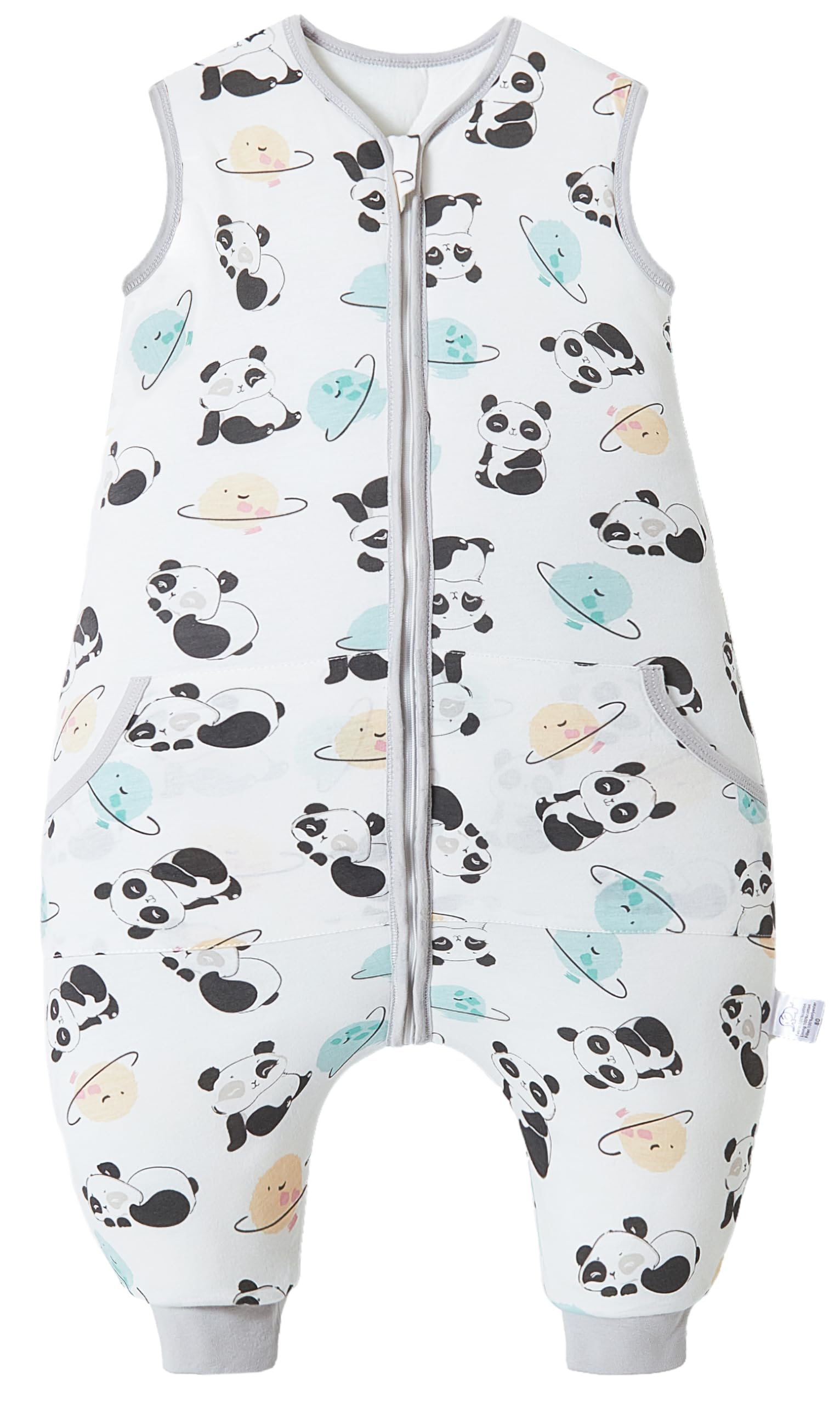 Teechodina Baby Schlafsack mit Füßen 2.5 Tog Kinder Winter Schlafsack mit Beinen für Jungen Mädchen Baumwolle, 2.5 Tog/Panda Planet, 90cm/Baby Höhe 100-110cm