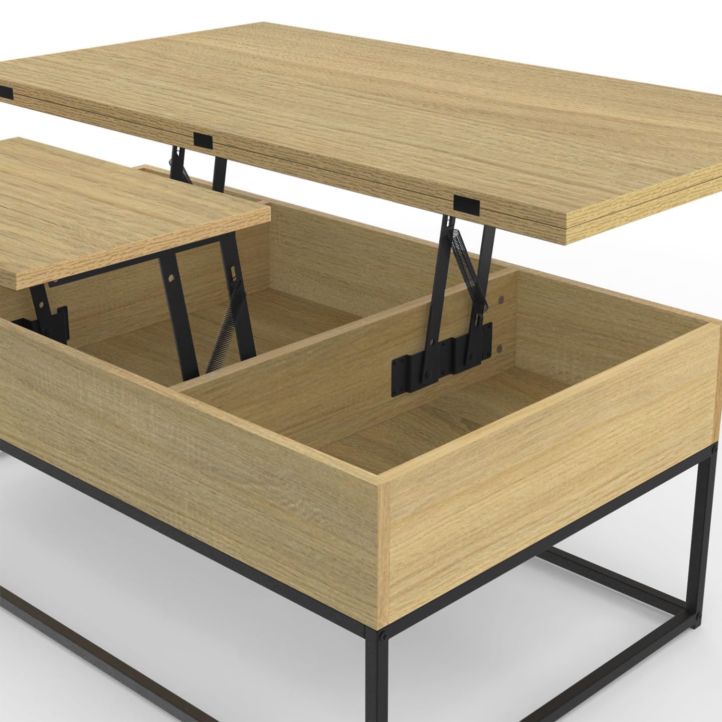 IDMarket – Mesa baja rectangular elevable Convertible en mesa de comedor Detroit Design Industrial