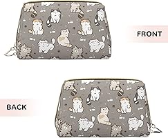 Amazon.co.jp: SAYGI レザー 化粧ポーチ 大容量 ねこ かわいい