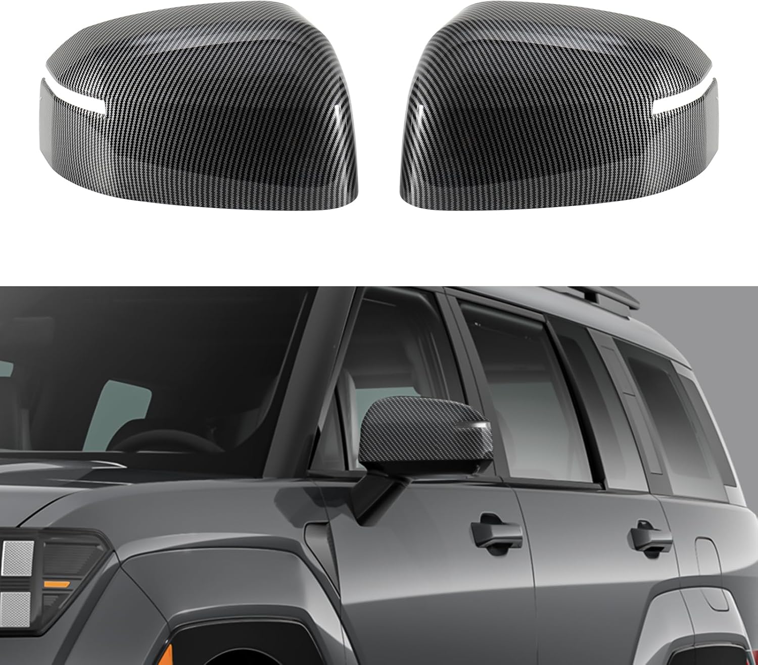 Side Mirror Covers Compatible with Hyundai Santa FE 2024-2026 Gloss Black ABS