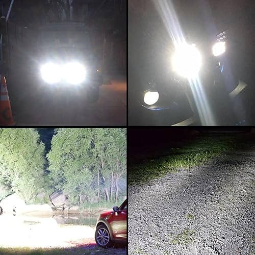 Miniatura 6 de Paquete de 2 luces LED de trabajo súper brillantes de 60W, JASLITE 12v24v 6000LM 4 pulgadas, faros antiniebla impermeables todoterreno para equipos