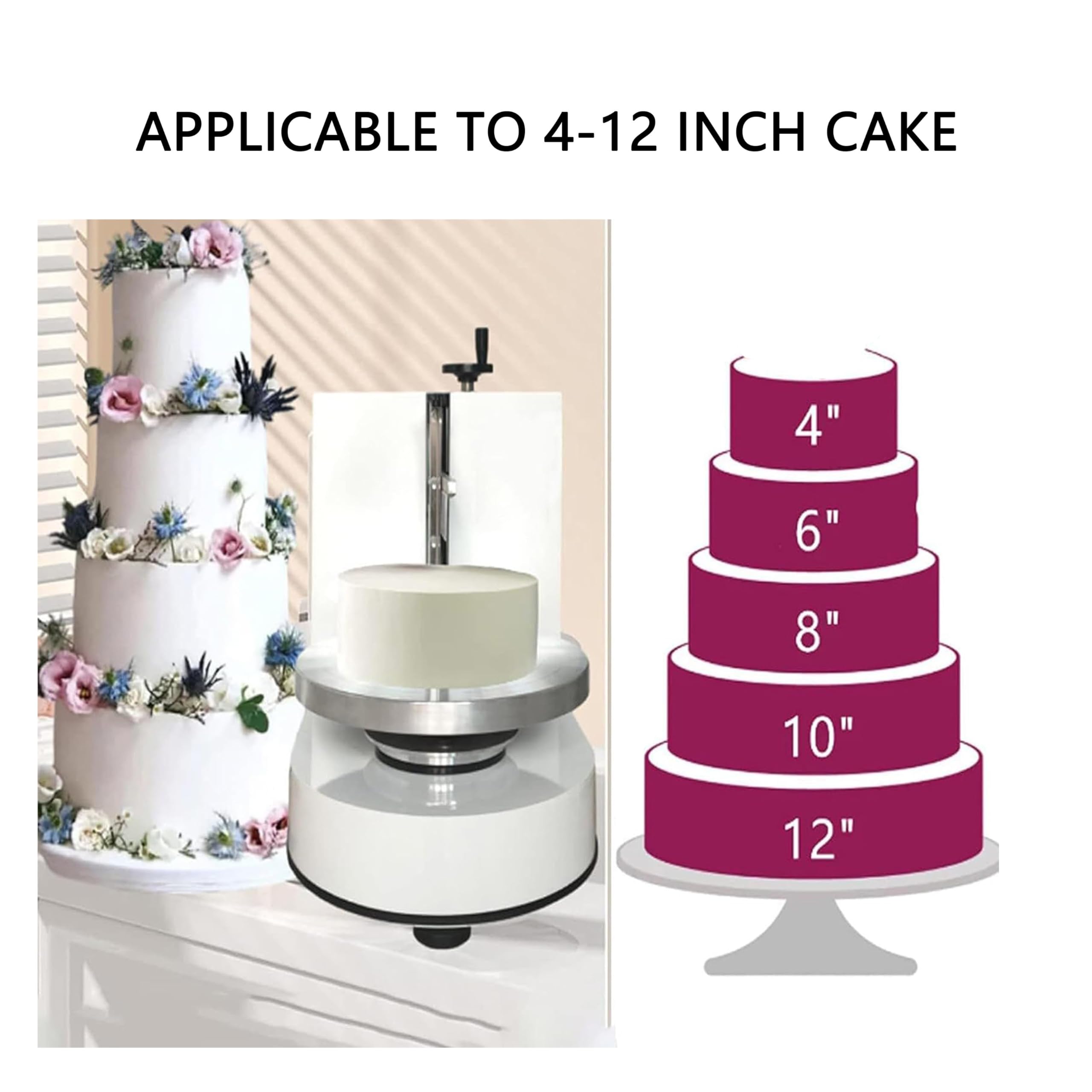Elektrische Kuchendekorationsmaschine, 200 W automatische Buttercreme-Verteilmaschine, kommerzielle Kuchenglasur-Beschichtungsmaschine, für 4-12-Zoll-Kuchen,Pink