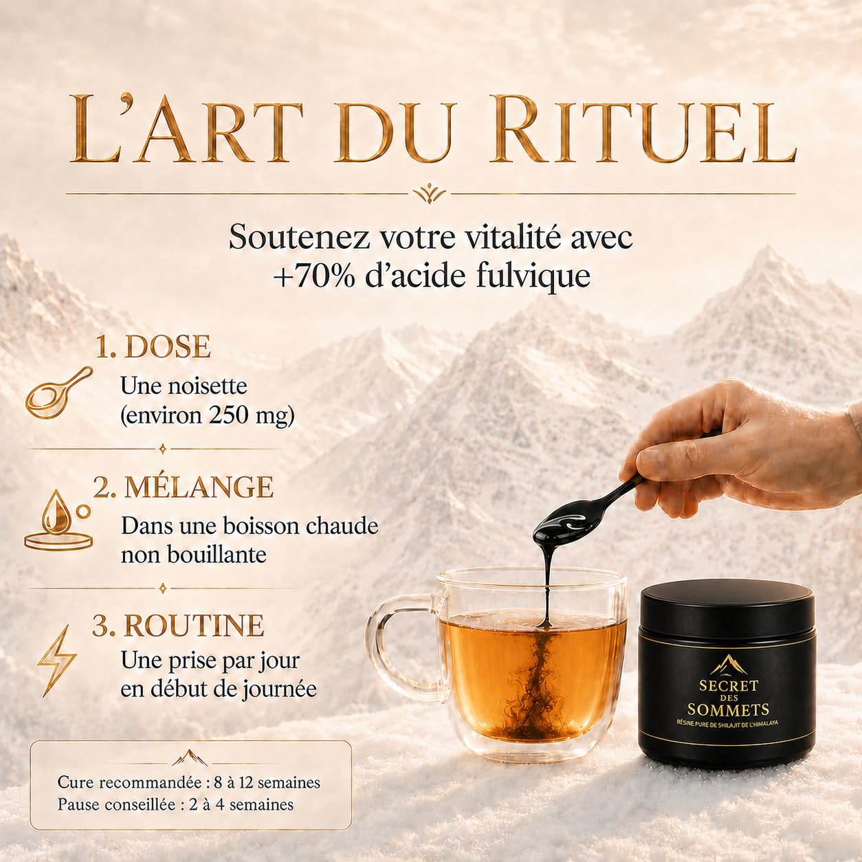 Shilajit Résine Premium 50g – 100% Naturel Sans Additifs – Purifié Authentique Himalaya – 70% Acide Fulvique Qualité Testée en Laboratoire UE – Secret Des Sommets Ayurvédique