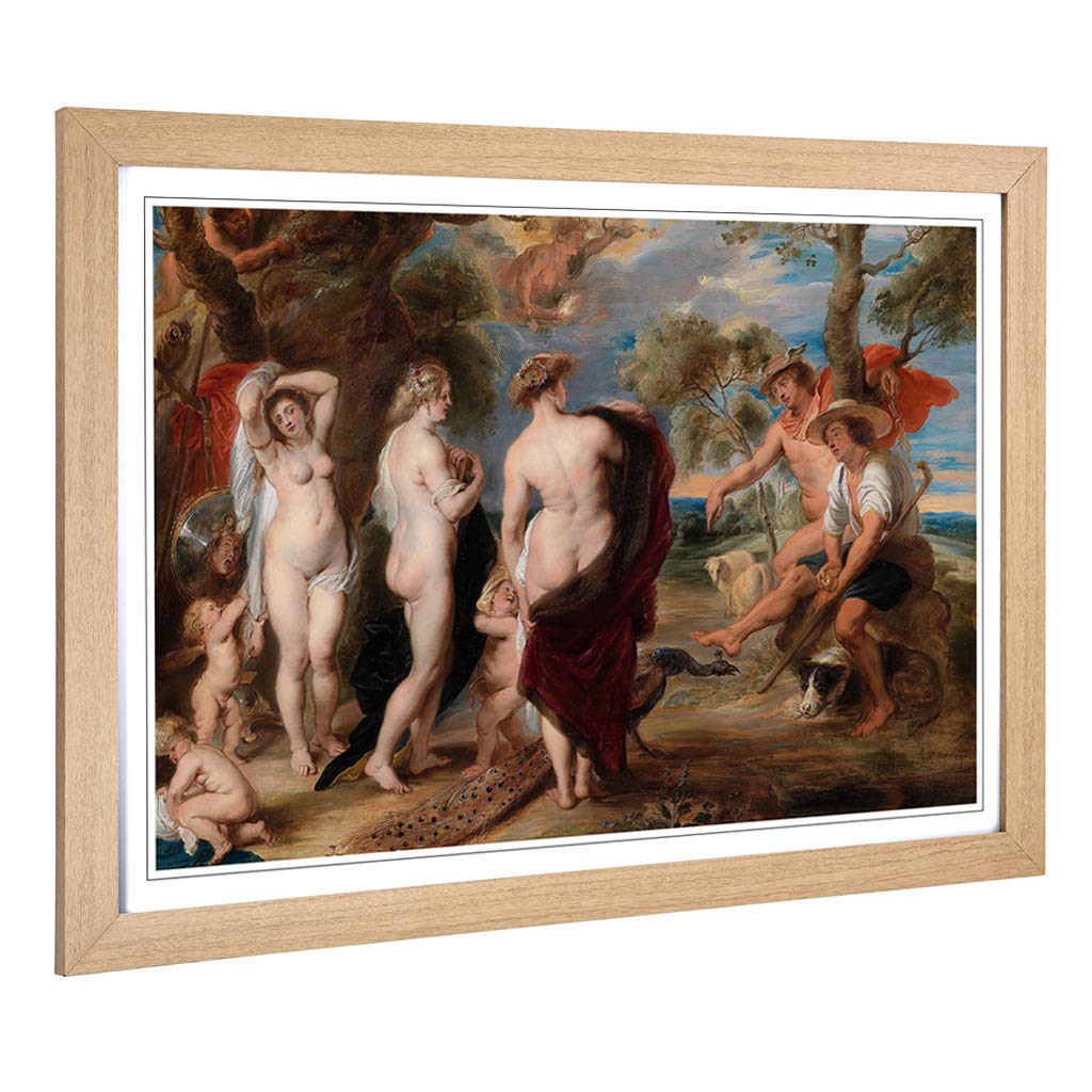 Big Box Art Framed Print of Peter Paul Rubens The Judgement of Paris Design | Wall Art Picture | Home Decor for Kitchen, Living Room, Bedroom, Hallway, Oak, A2 / 24.5x18 Inch / 62x45cm