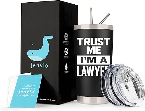 Miniatura 2 de JENVIO Regalos de abogado para hombres | Trust Me I'm a Lawyer | Vaso de viaje de acero inoxidable grabado con láser de 20 onzas, regalo de Navidad
