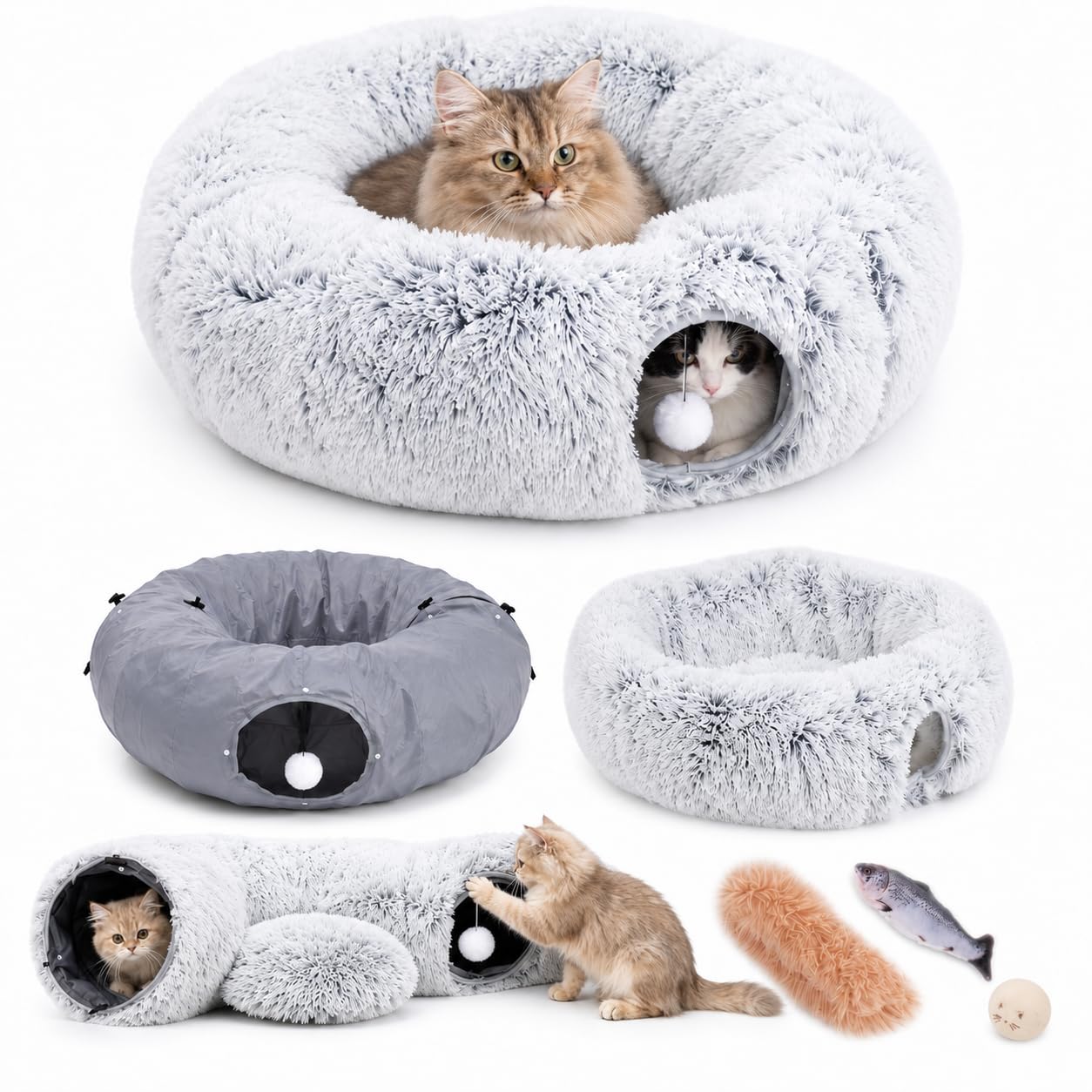 Amazon.co.jp: Amakai 猫トンネル 着脱式フワフワカバー 猫おもちゃ