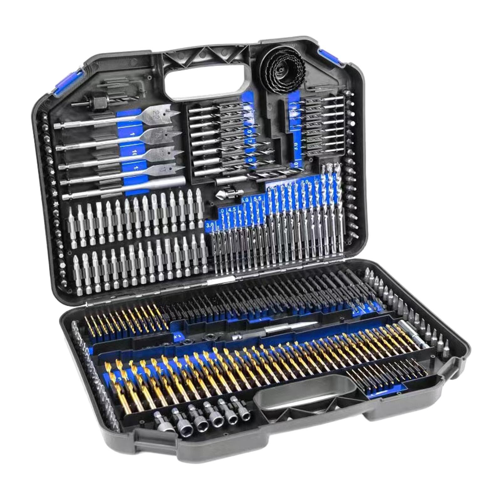 246 Brocas Multiusos para Taladro Y Destornillador, con Estuche de Almacenamiento, HSS Portátil para Proyectos de Bricolaje con Chapa Metálica Y Acero, Etiqueta azul