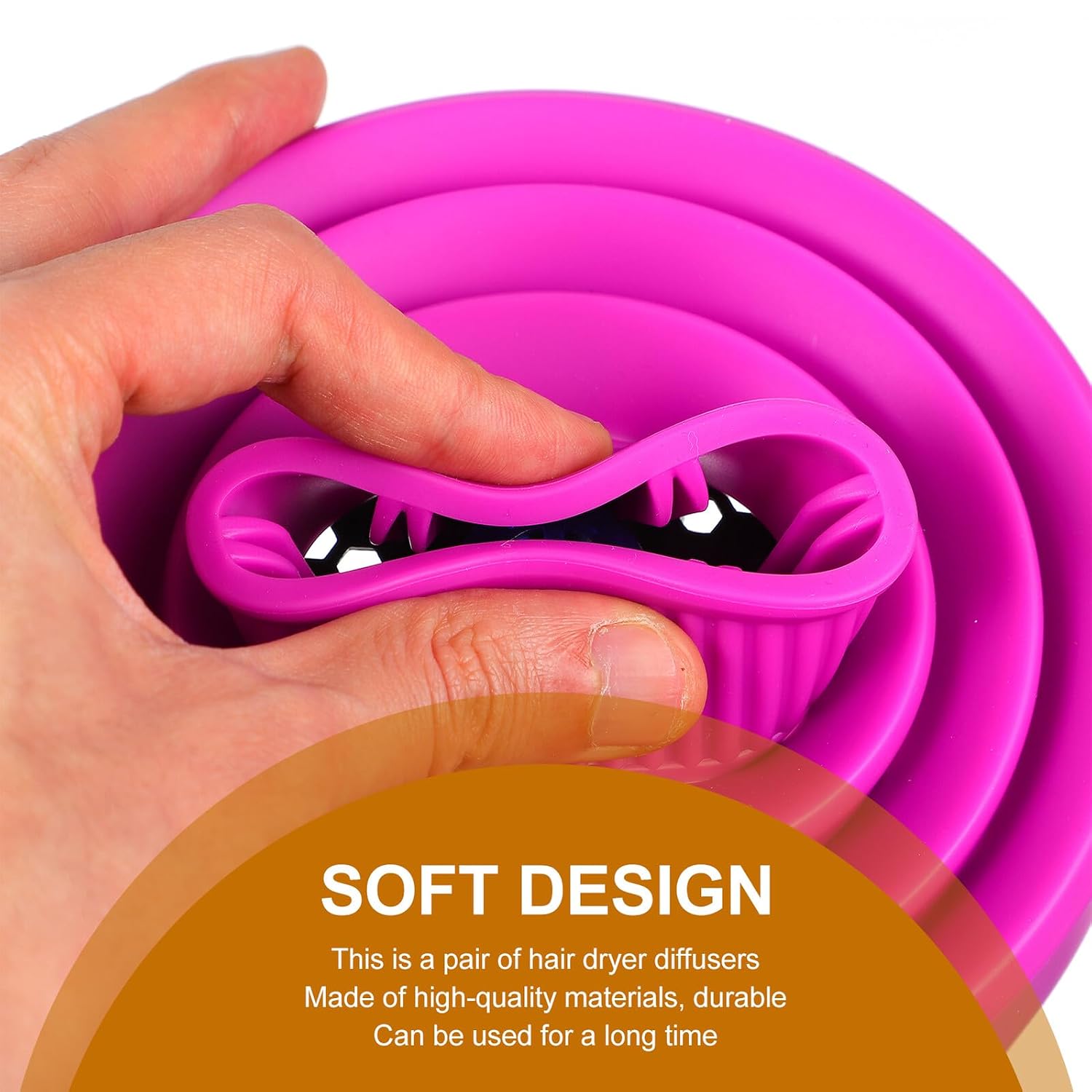 FUOYLOO Silicone Folding Hair Dryer Diffuser Nozzle Portable Heat-protective Blow Dryer Attachment for Even Airflow Frizz Control and Quick Styling Compact Hair Diffuser for Travel and